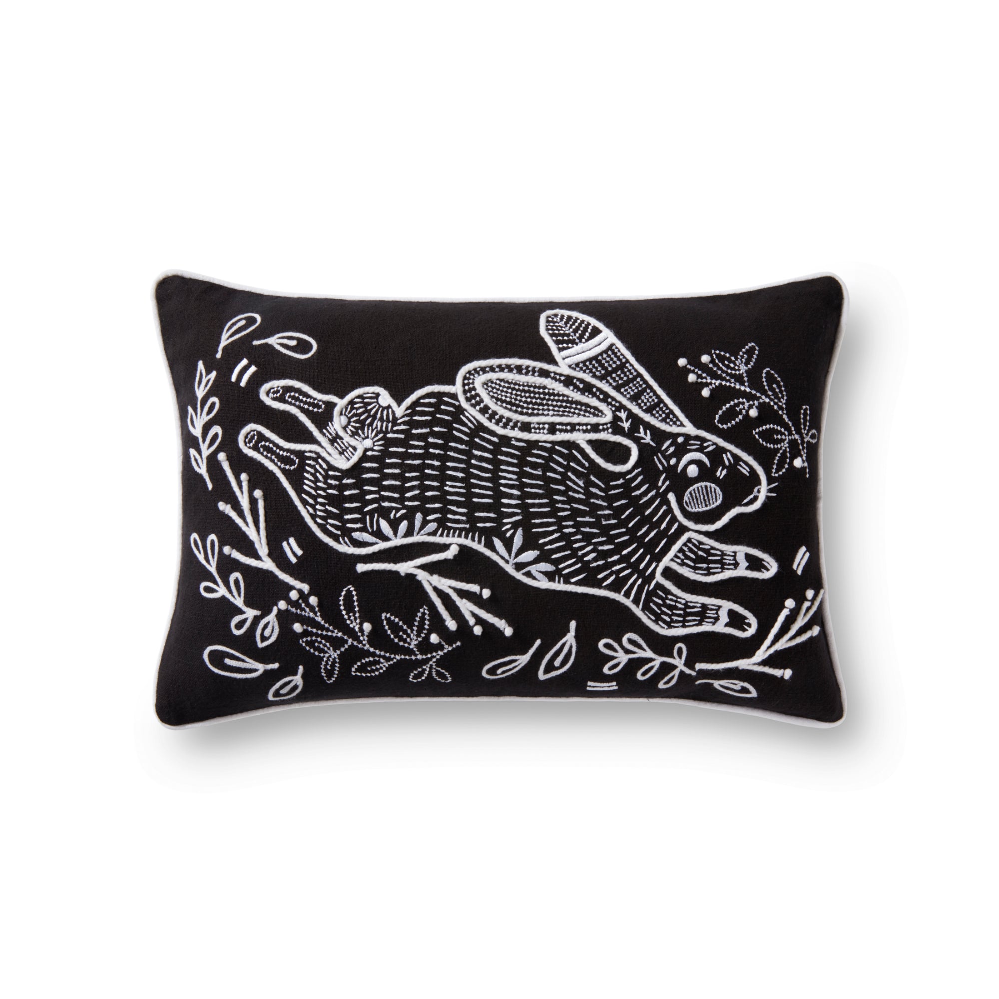 Loloi PLL0032 Black 13" x 21" Cover with Down Pillow