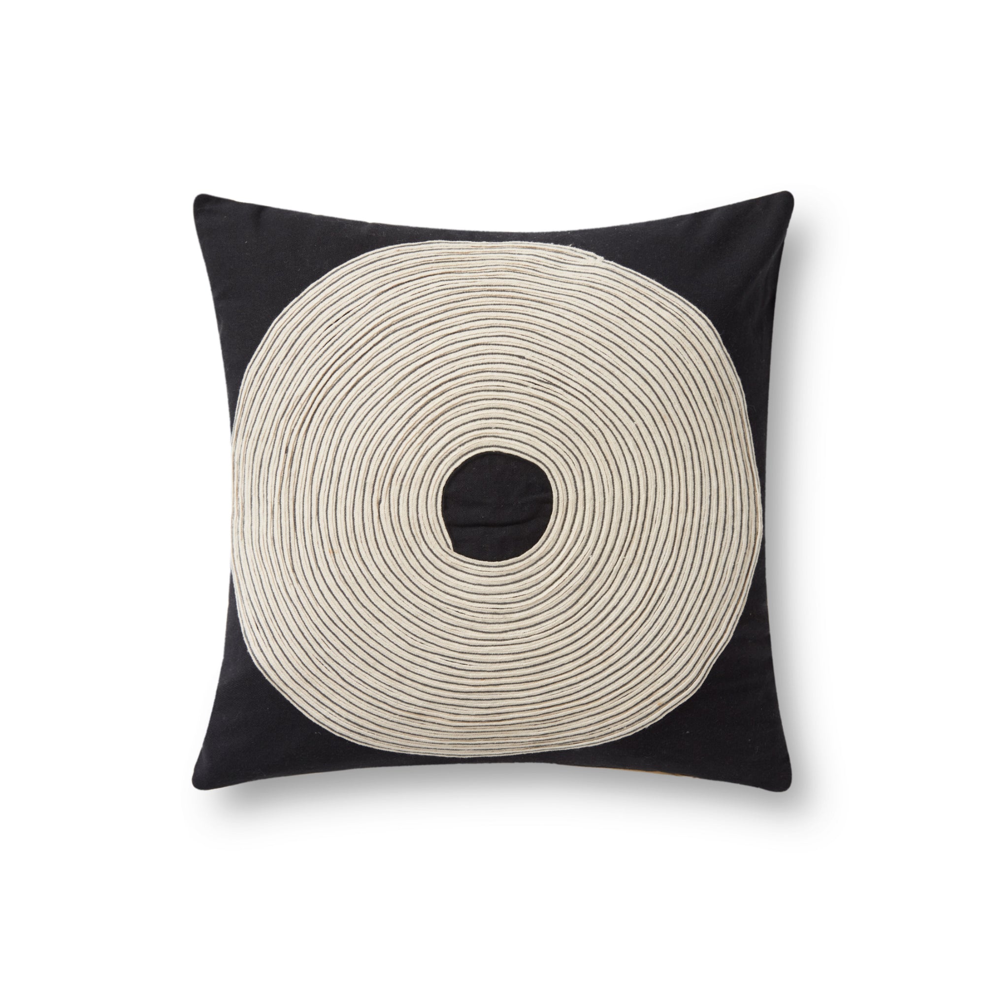 Loloi PLL0035 Black/Natural 18" x 18" Cover with Down Pillow
