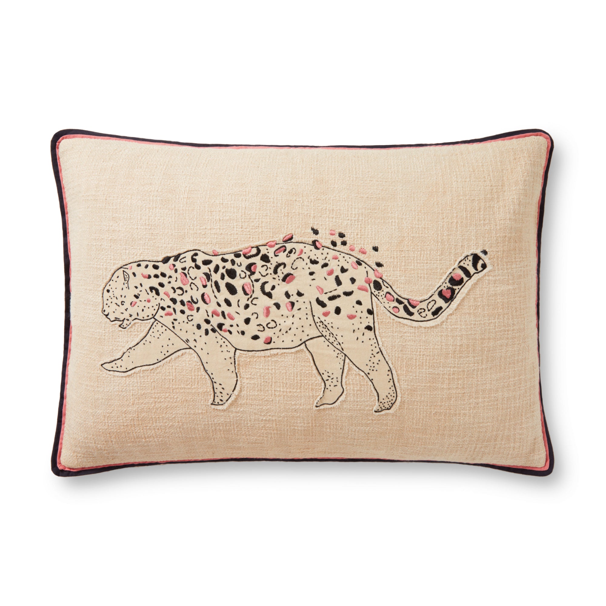 Loloi PLL0054 Ivory/Black 16" x 26" Cover with Down Pillow