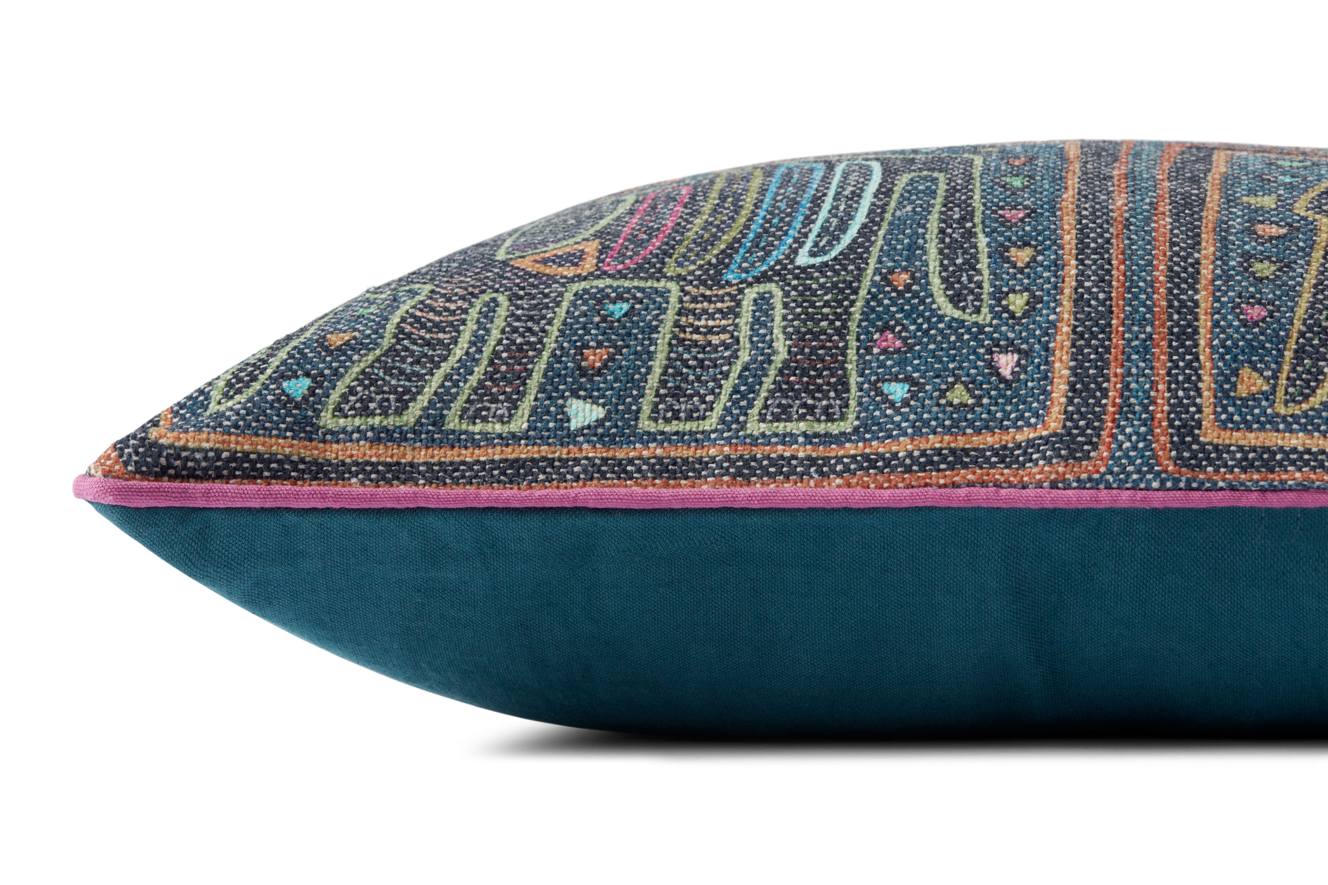 Loloi PLL0105 Lagoon/Multi 13'' x 21'' Cover with Down Pillow
