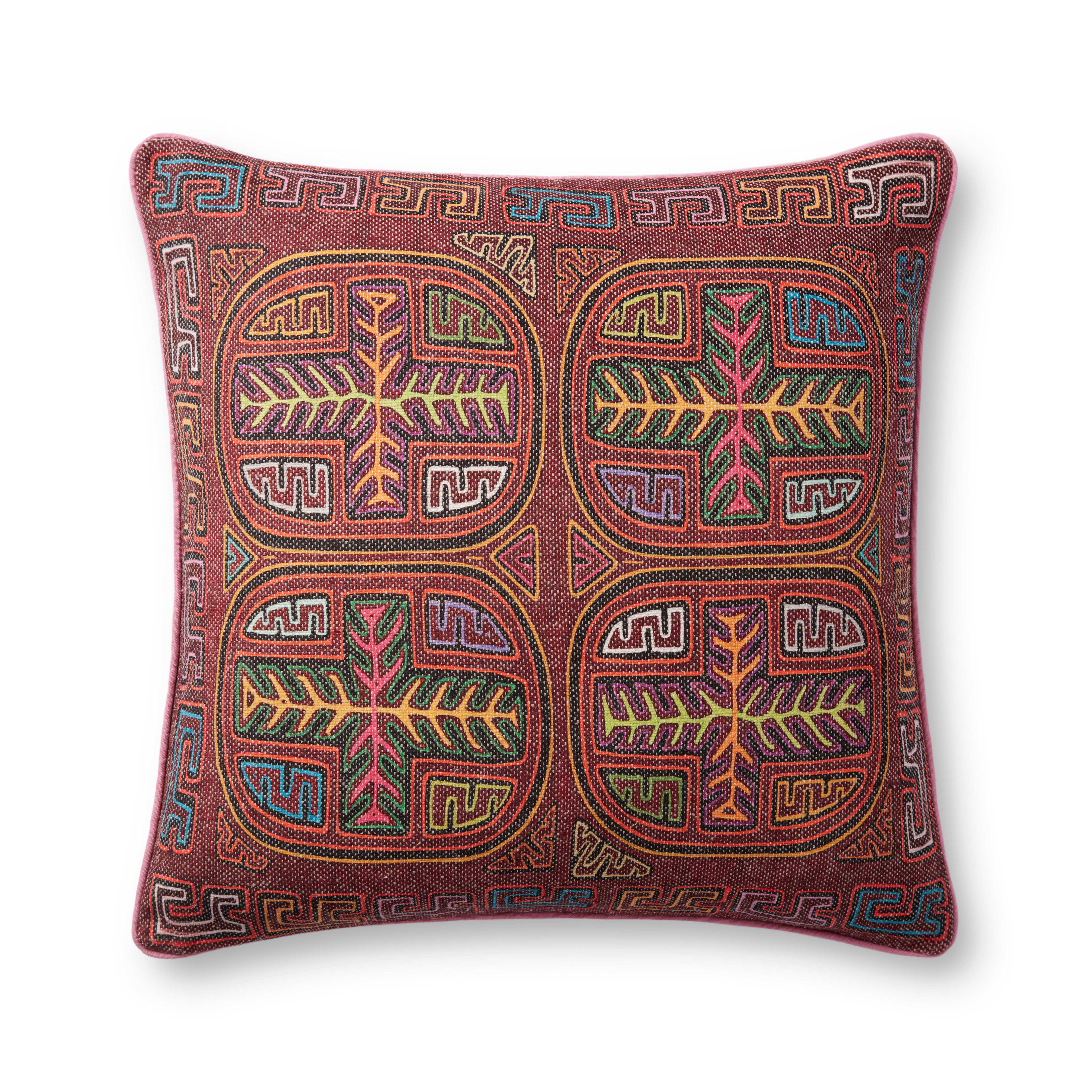 Loloi PLL0106 Berry/Multi 22'' x 22'' Cover with Down Pillow