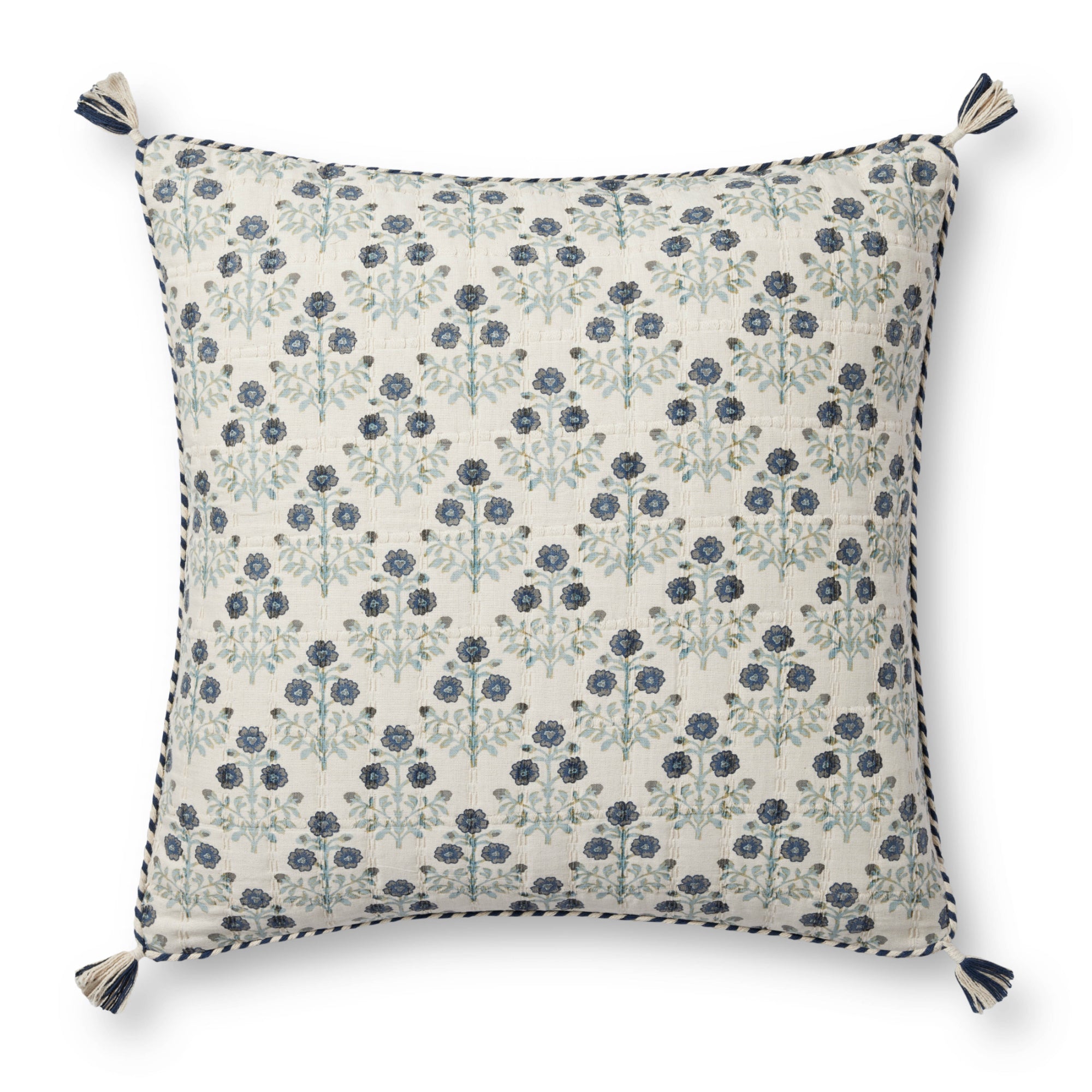 Loloi PLL0114 Blue/Multi 22'' x 22'' Cover with Down Pillow