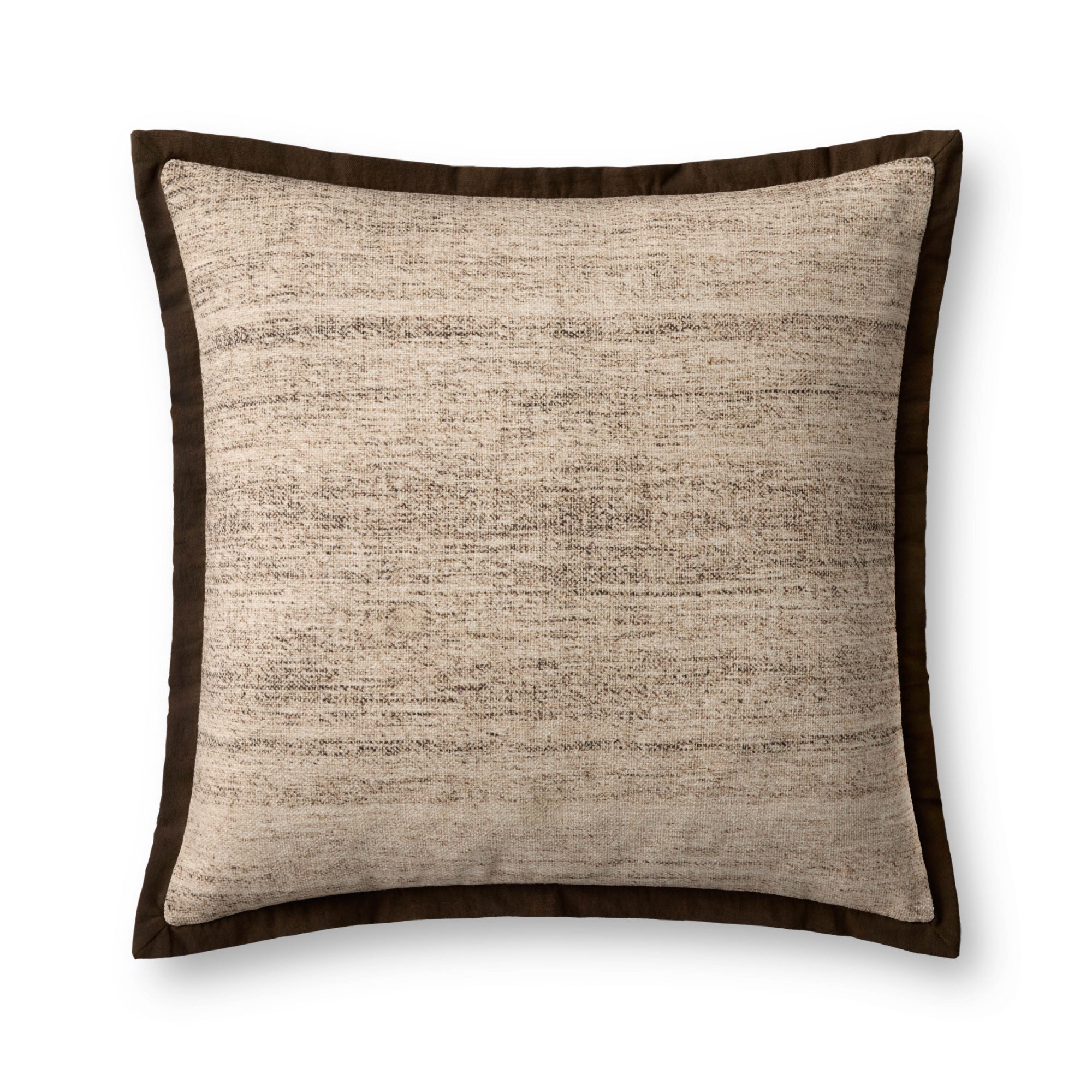 Loloi PLL0143 Brown/Ivory Cover with Down Pillow