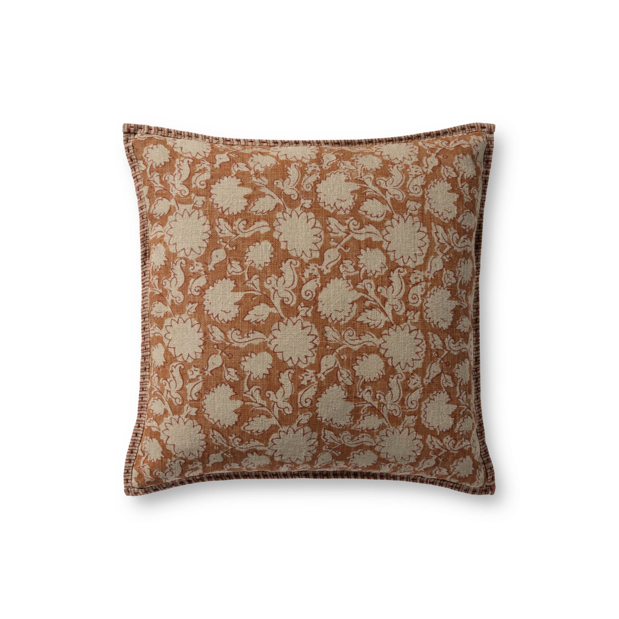 Loloi PLL0165 Rust 18'' x 18'' Cover with Down Pillow