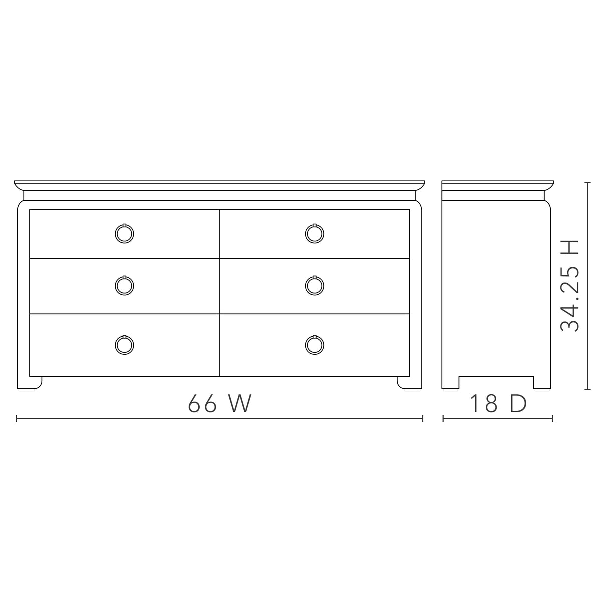 Elina Extra Large 6-Drawer with Glass Top