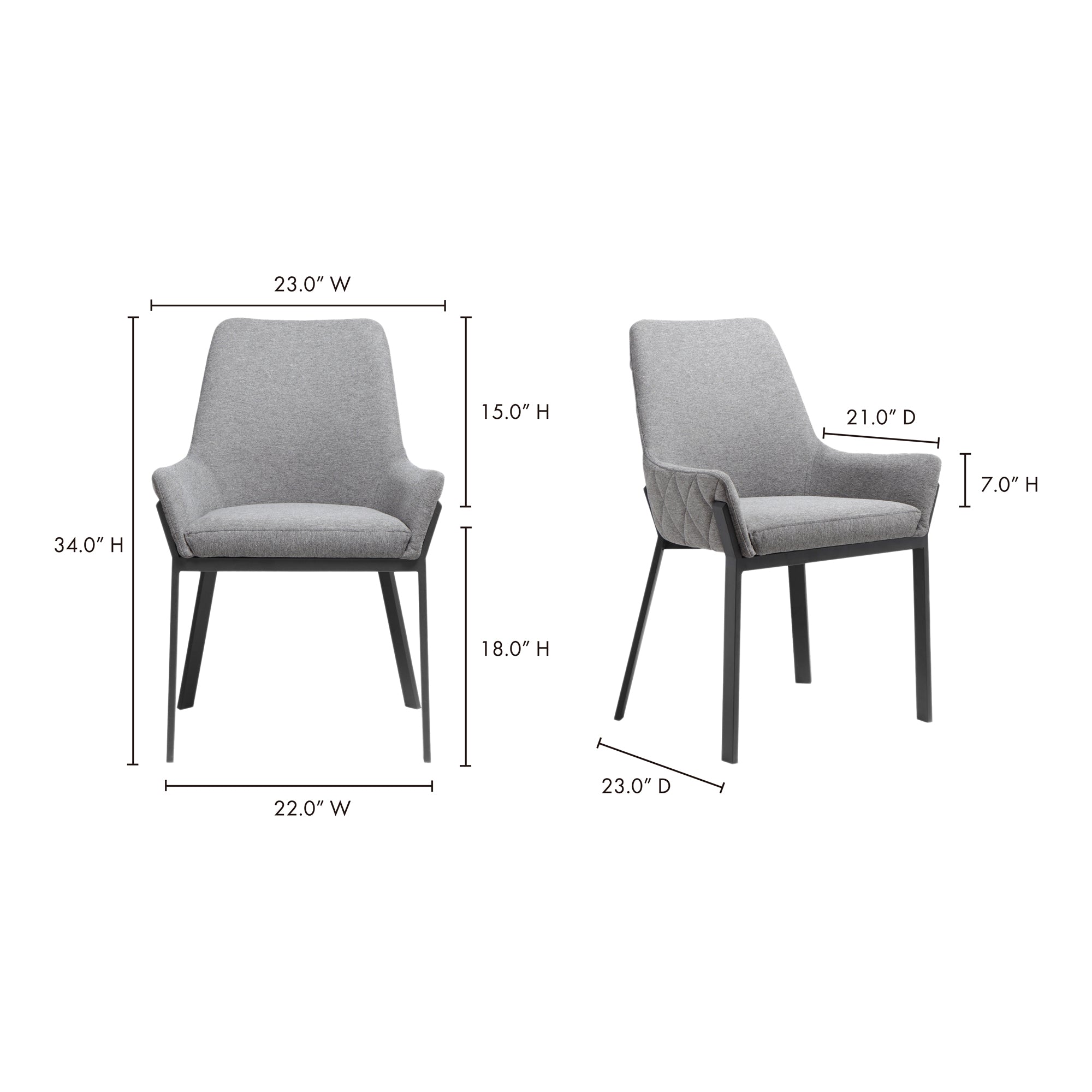 Lloyd Dining Chair Dark Grey - Set of Two Dining Chairs Moe's    Four Hands, Mid Century Modern Furniture, Old Bones Furniture Company, Old Bones Co, Modern Mid Century, Designer Furniture, Furniture Sale, Warehouse Furniture Sale, Lloyd Dining Chair Dark Grey - Set of Two Sale, https://www.oldbonesco.com/