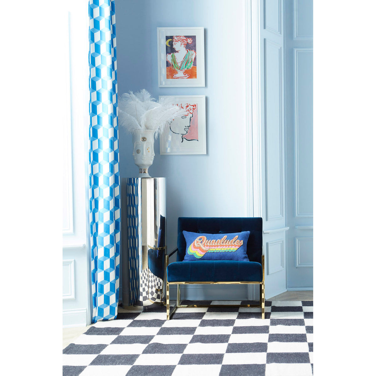 Checkerboard Large Scale Flatweave Rug