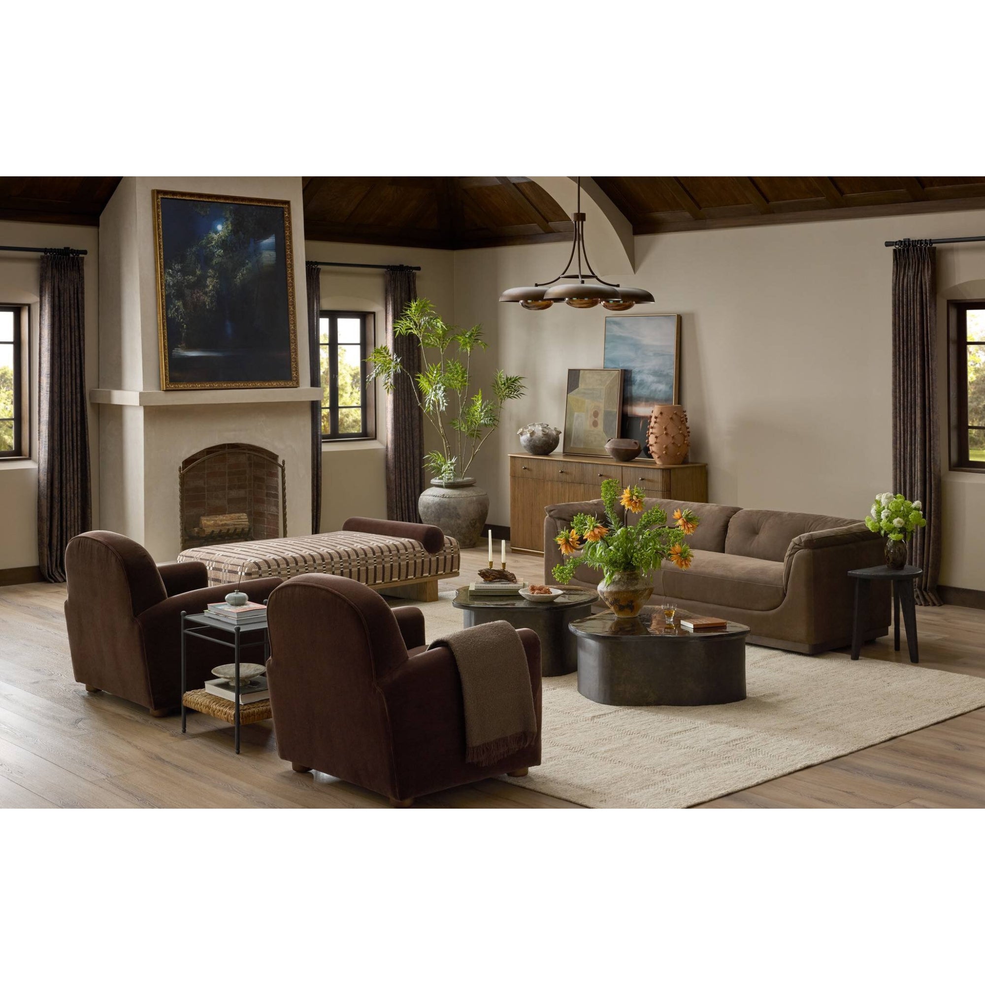 Efran Nesting Coffee Tables - Smoked Brown Cast Glass