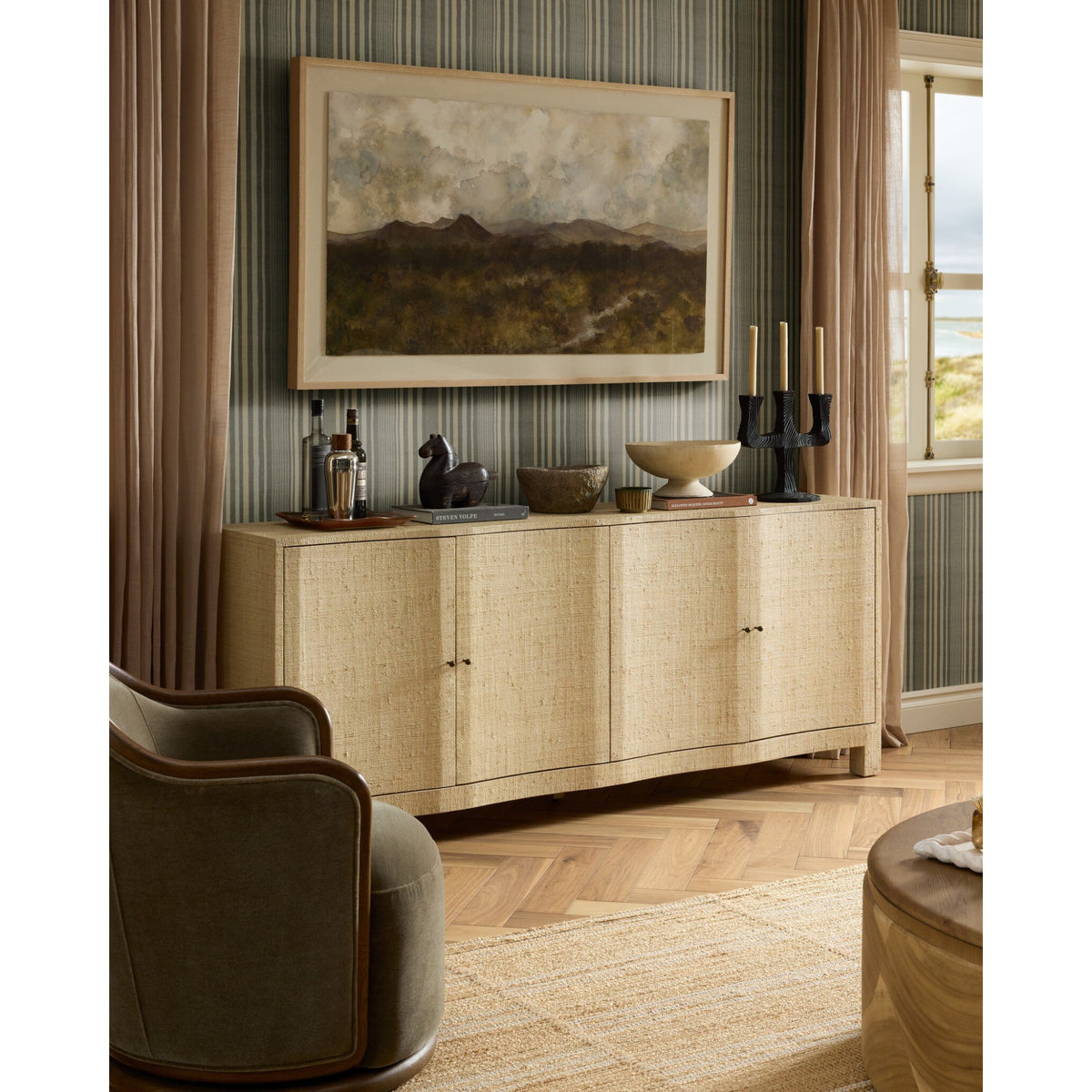 Hollis Sideboard - Natural Fleck Raffia by Four Hands