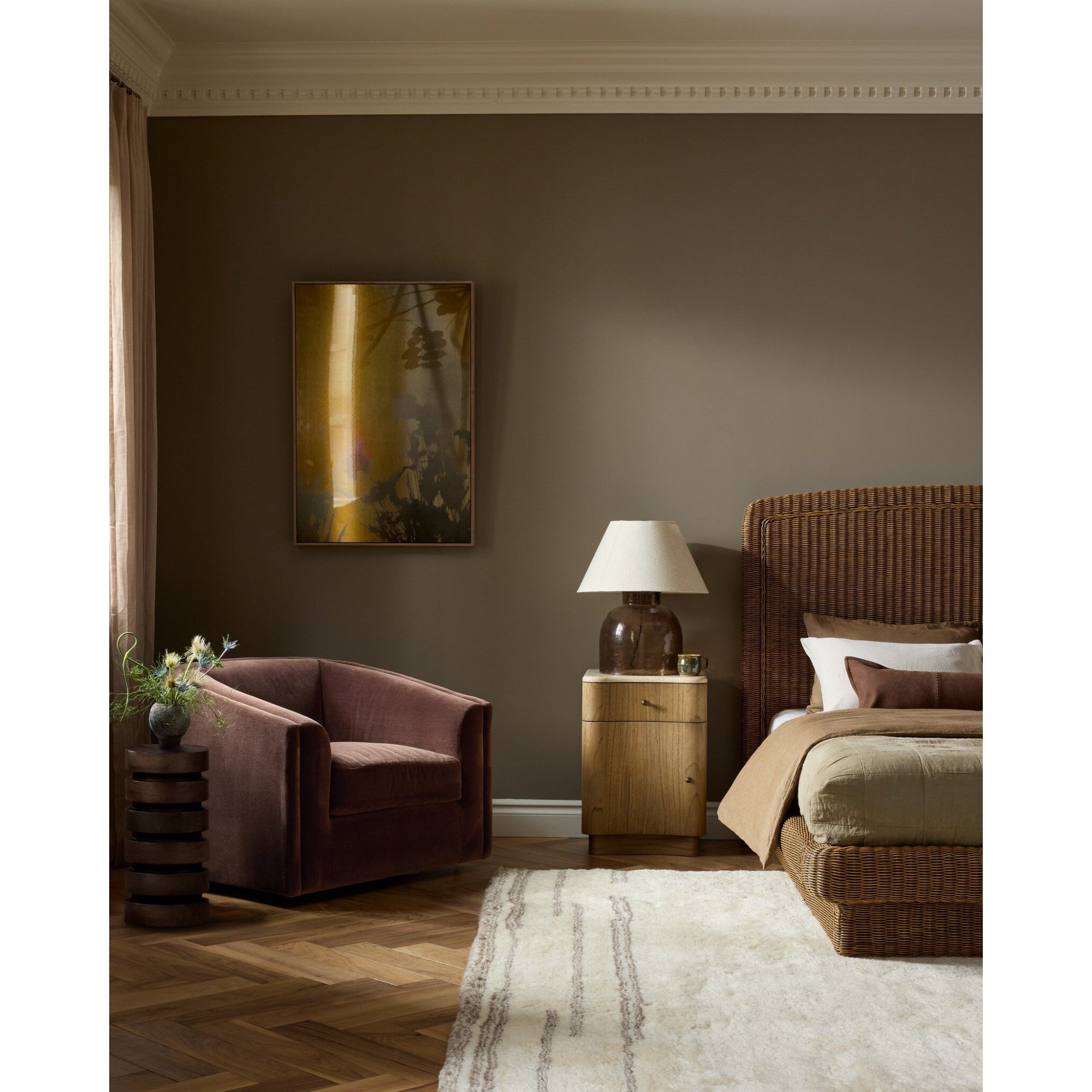 Boa Small Nightstand - Cream Marble