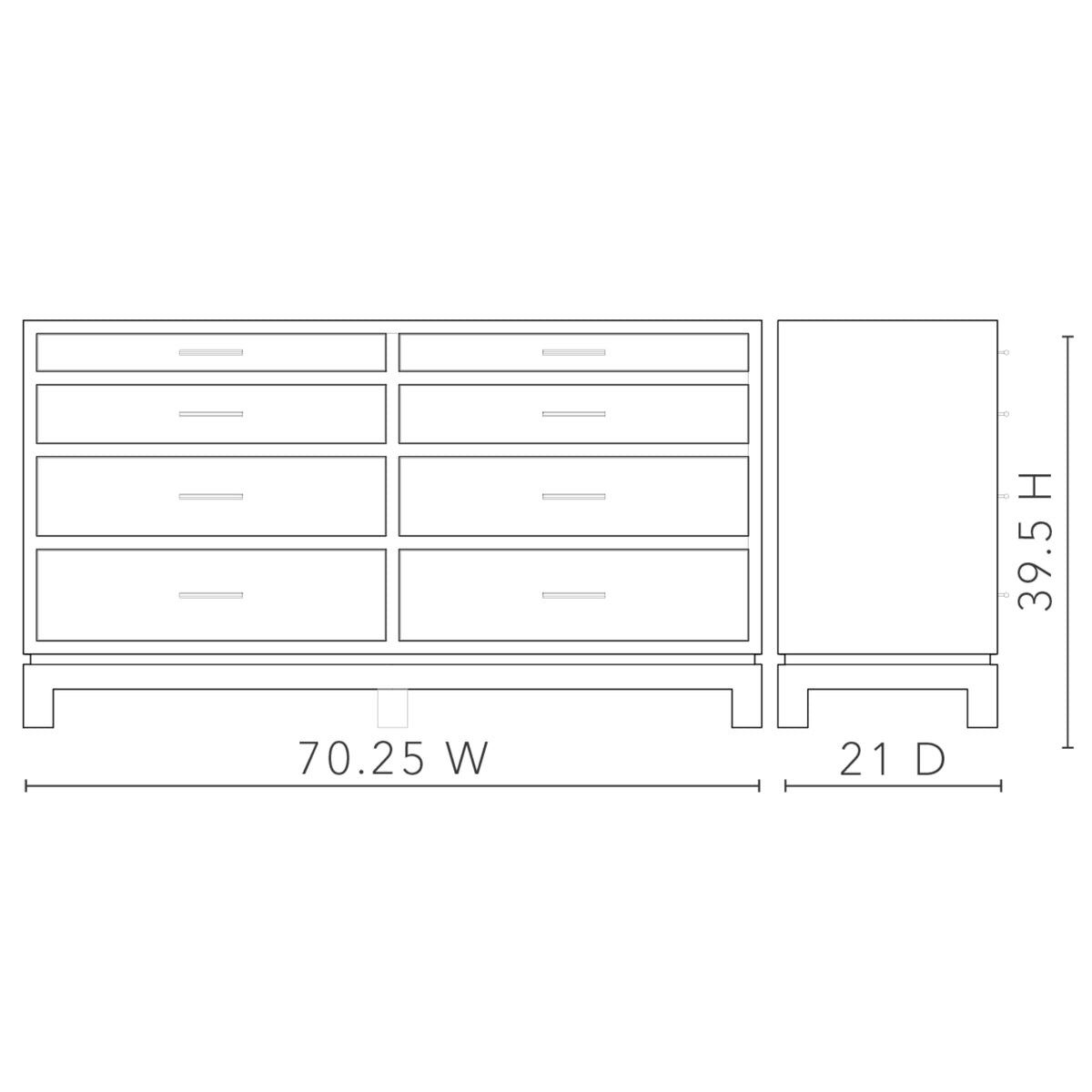 Florence Extra Large 8-Drawer with Glass Top