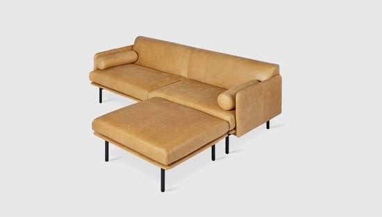 Foundry Bi-Sectional Canyon Whiskey Leather / BlackSectional Soja Gus*  Canyon Whiskey Leather Black  Four Hands, Mid Century Modern Furniture, Old Bones Furniture Company, Old Bones Co, Modern Mid Century, Designer Furniture, https://www.oldbonesco.com/