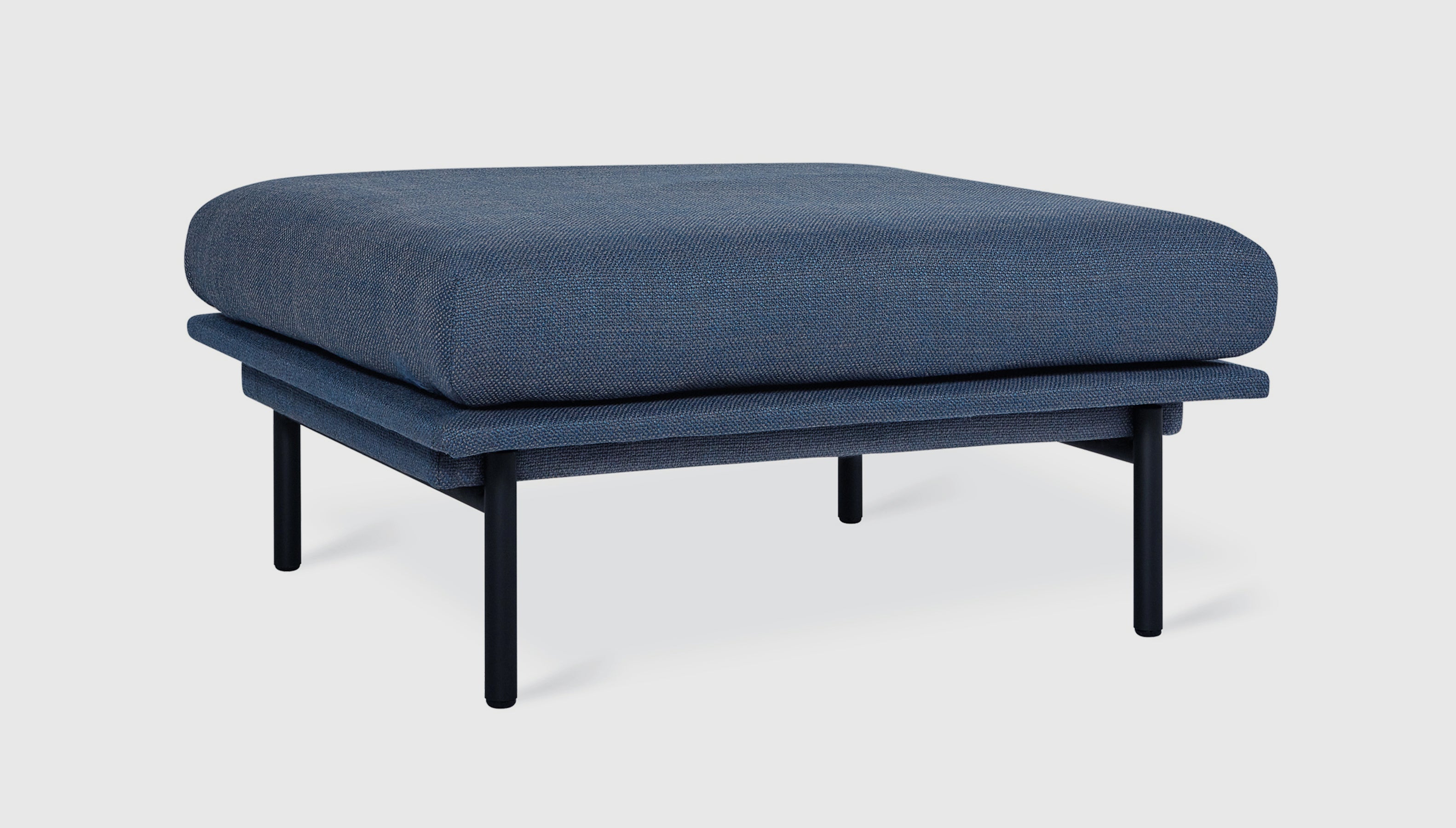Foundry Ottoman Hanson Navy / BlackOttoman Gus*  Hanson Navy Black  Four Hands, Mid Century Modern Furniture, Old Bones Furniture Company, Old Bones Co, Modern Mid Century, Designer Furniture, https://www.oldbonesco.com/
