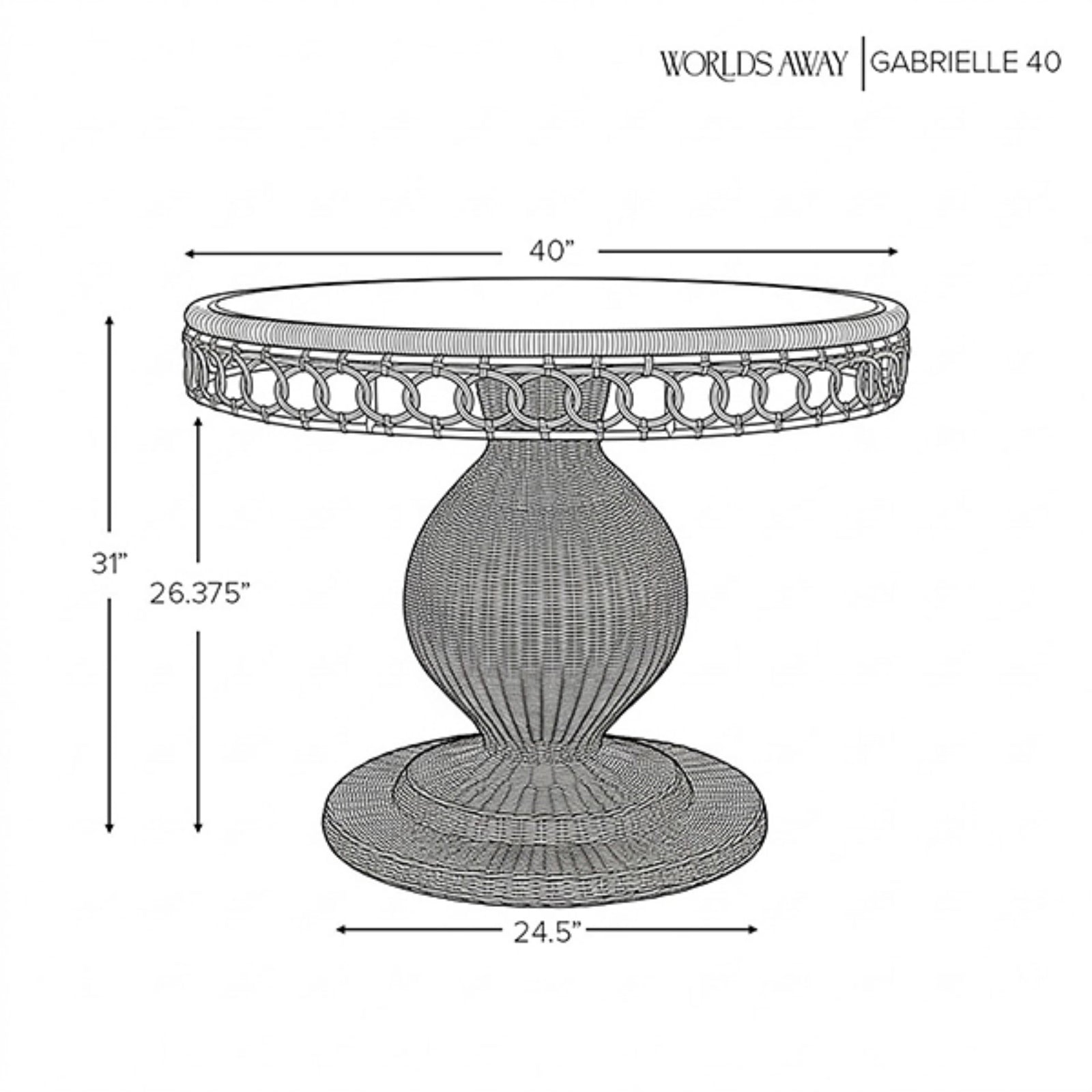 Gabrielle Round 40" Diameter Pedestal Dining Table