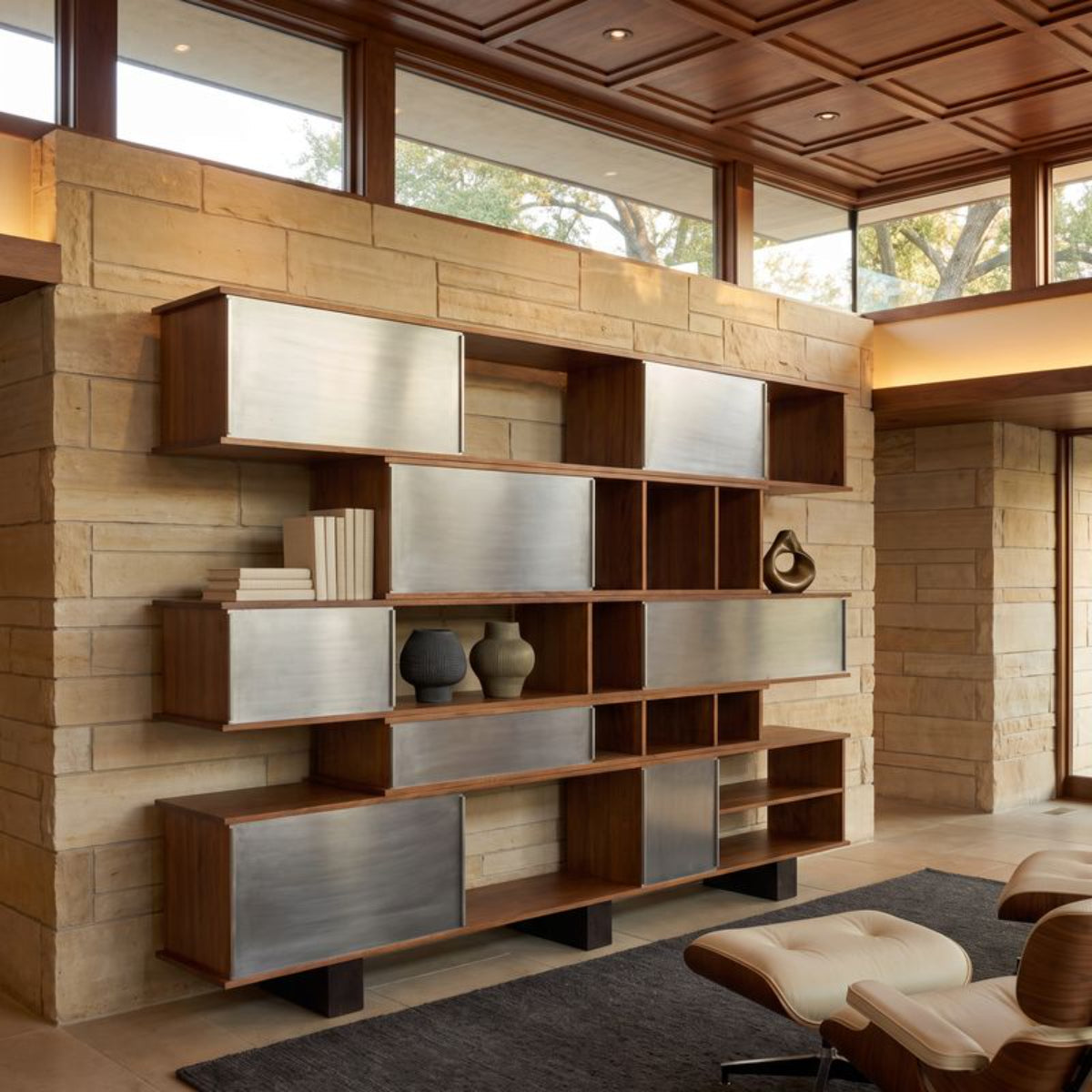 Cyrus Shelving with Aluminum Panels by Noir