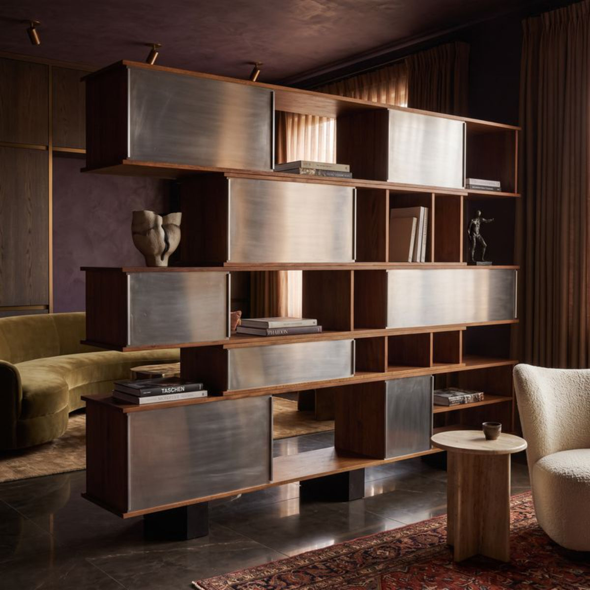 Cyrus Shelving with Aluminum Panels by Noir