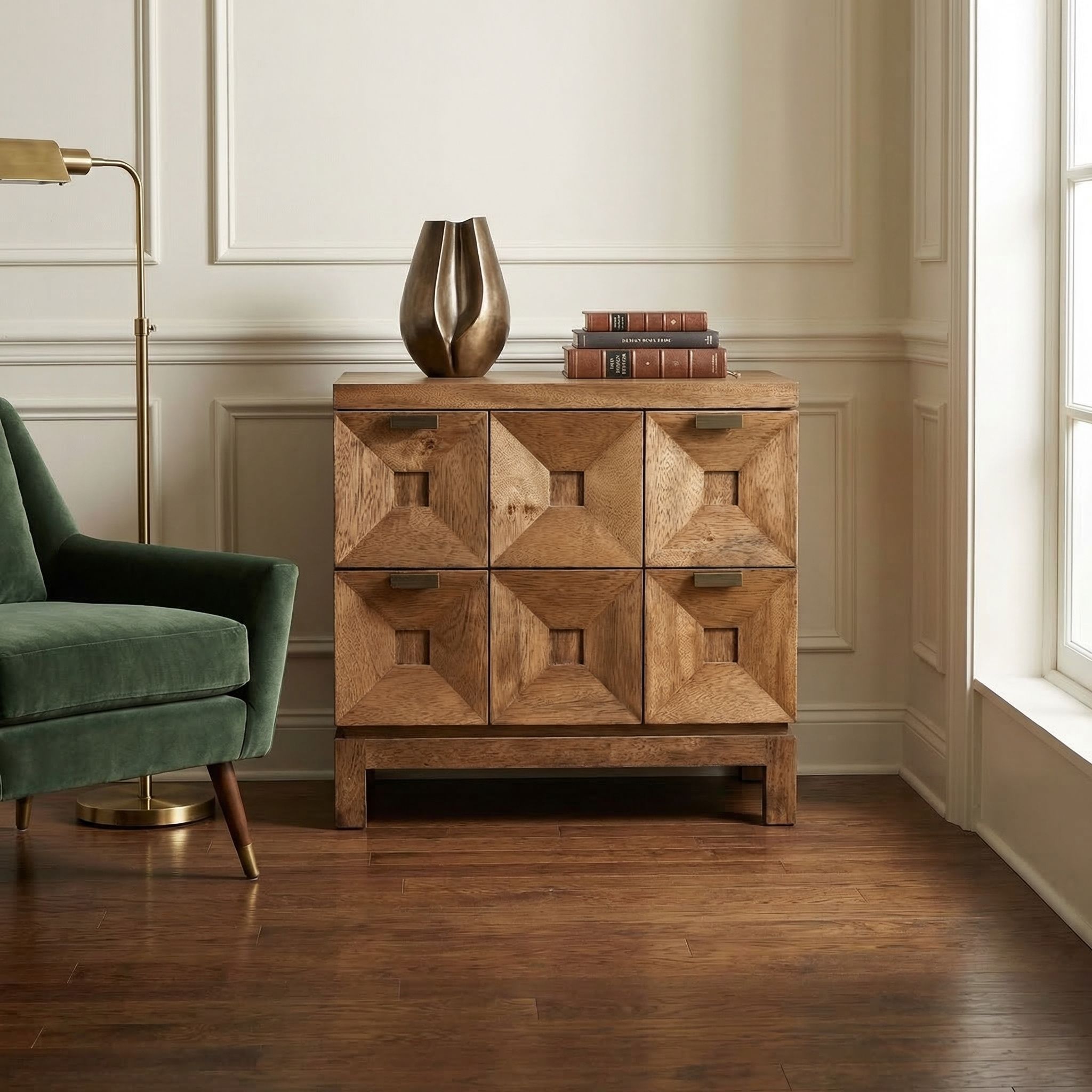 Musashi 2 Drawer Small Cabinet - Dark Walnut