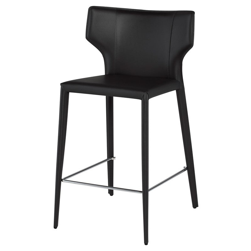 Wayne Bar + Counter Stool Black / Leather Legs / CounterBAR AND COUNTER STOOL Nuevo  Black Leather Legs Counter Four Hands, Mid Century Modern Furniture, Old Bones Furniture Company, Old Bones Co, Modern Mid Century, Designer Furniture, https://www.oldbonesco.com/