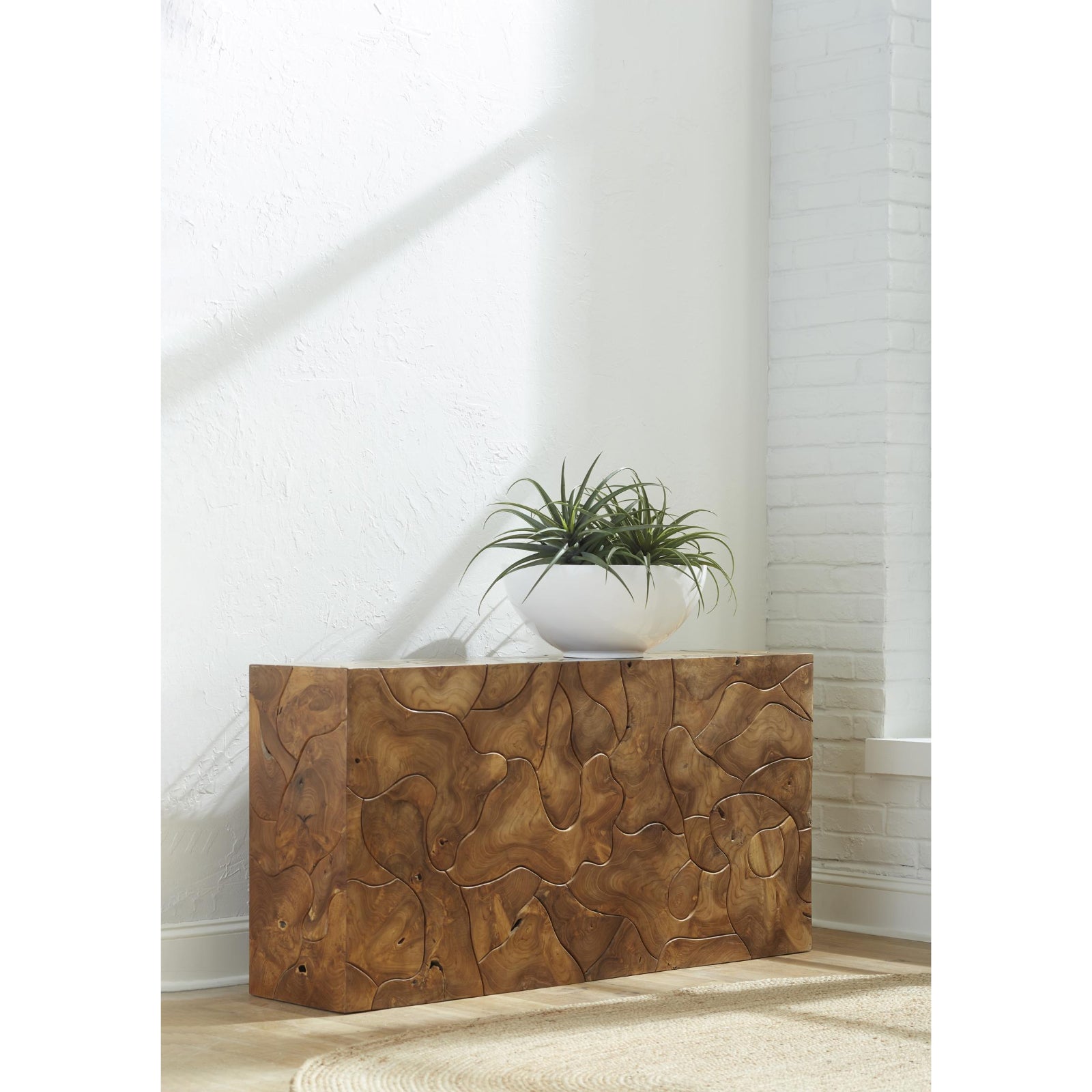 Teak Slice Console Table