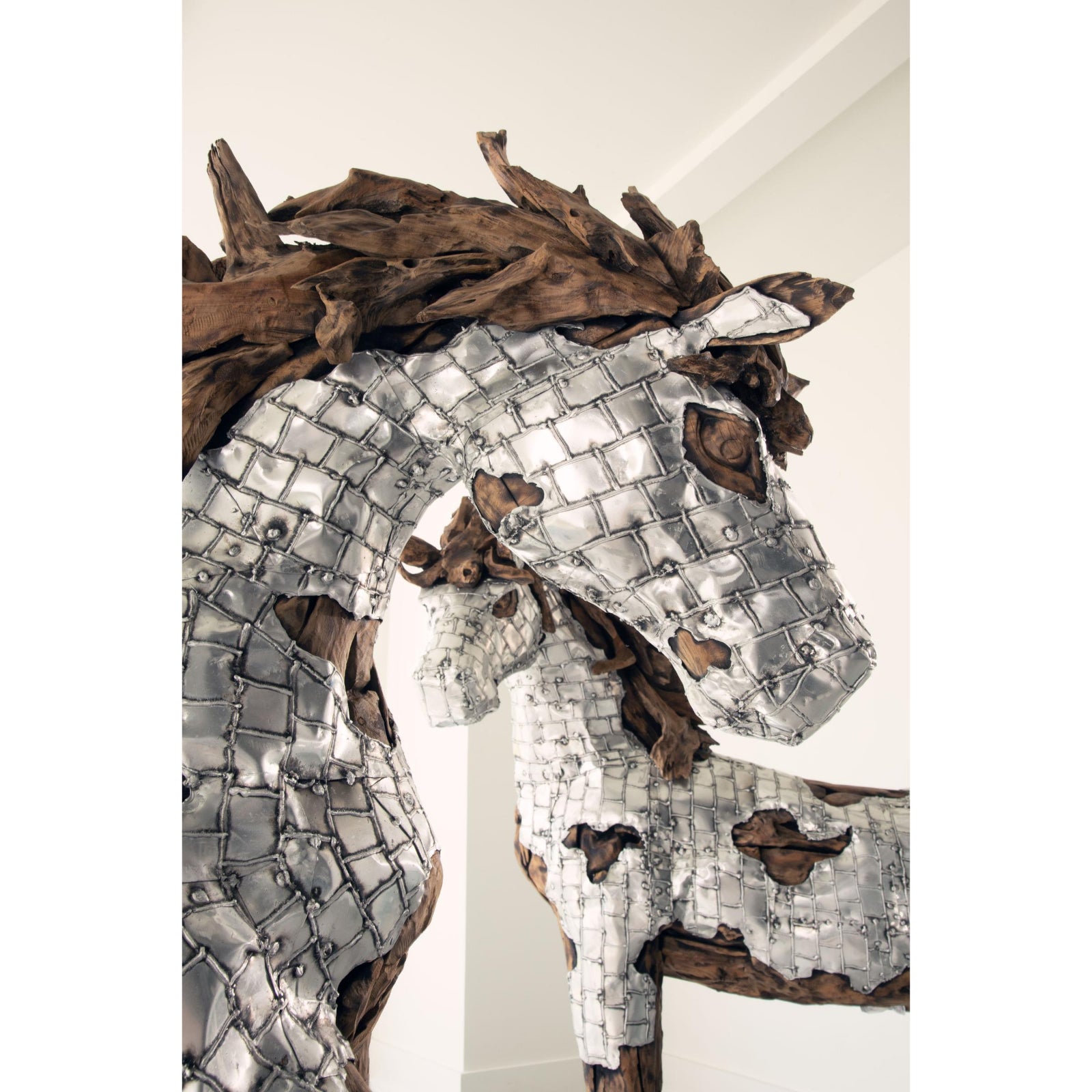 Mustang Standing Horse Armored Sculpture