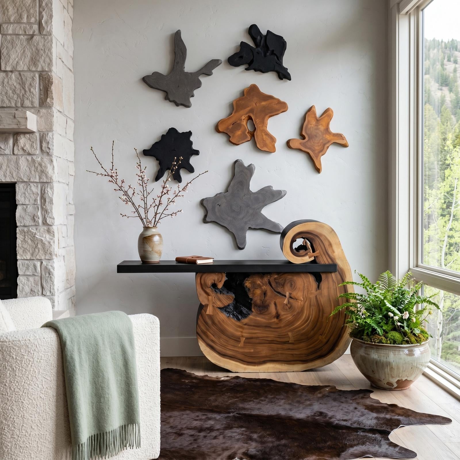Freeform Teak Wall Slice