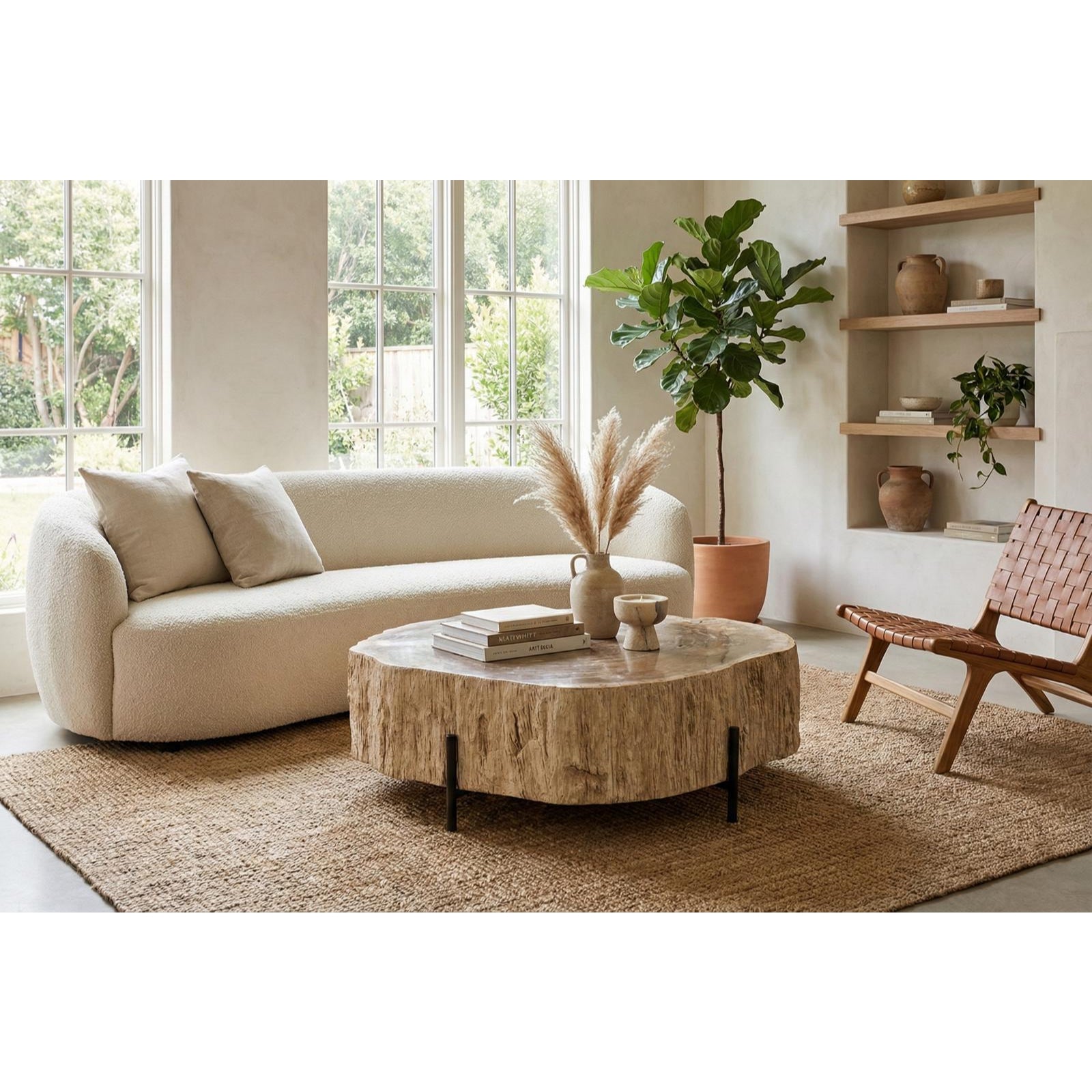 Chaka Petrified Coffee Table with Black Legs