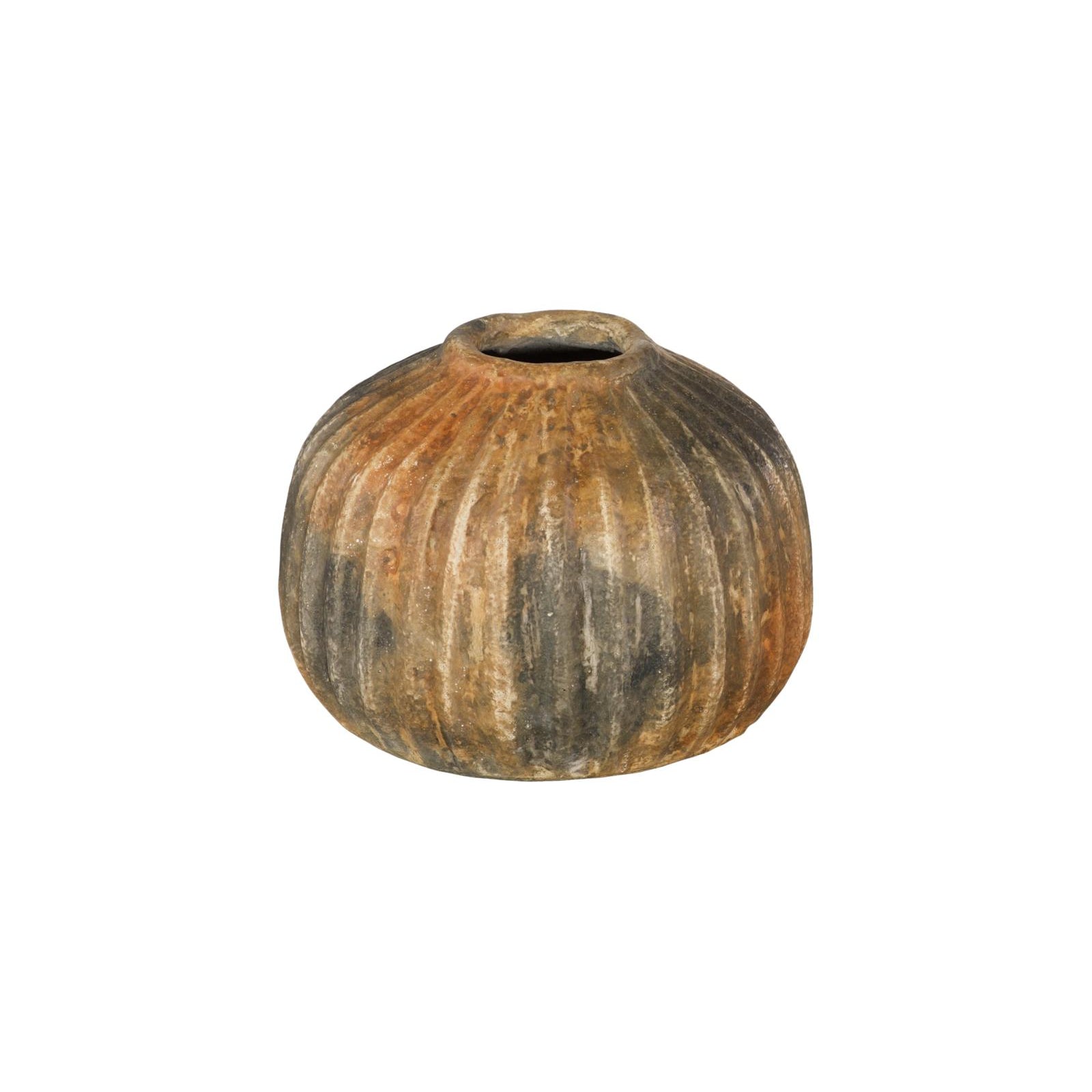 Raw Umber Vase - Ribbed