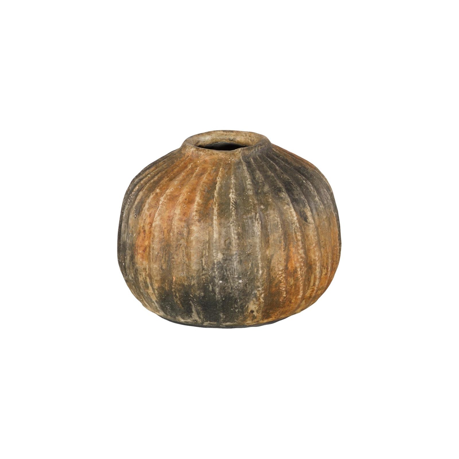 Raw Umber Vase - Ribbed
