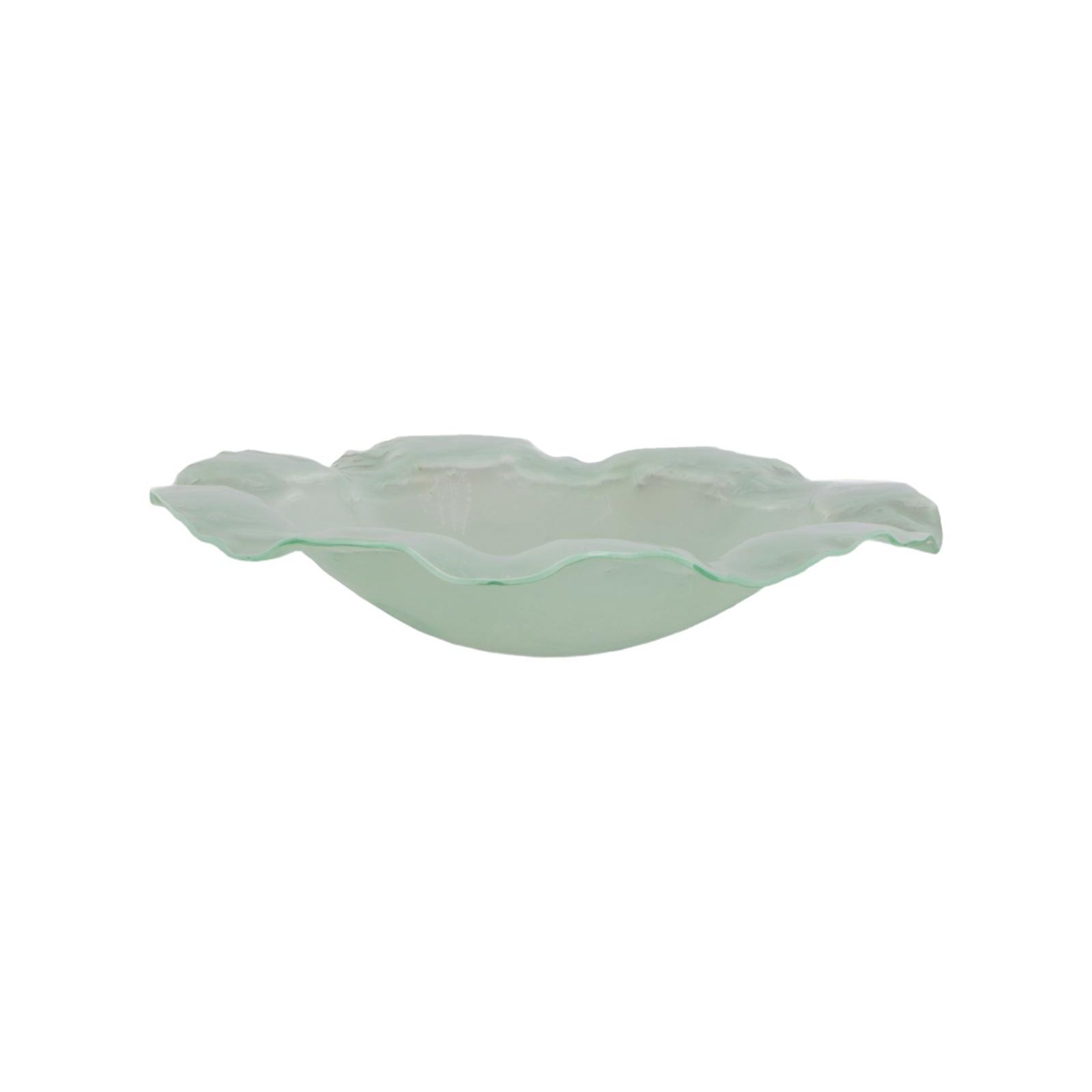 Frosted Leaning Glass Bowl with Ring Base