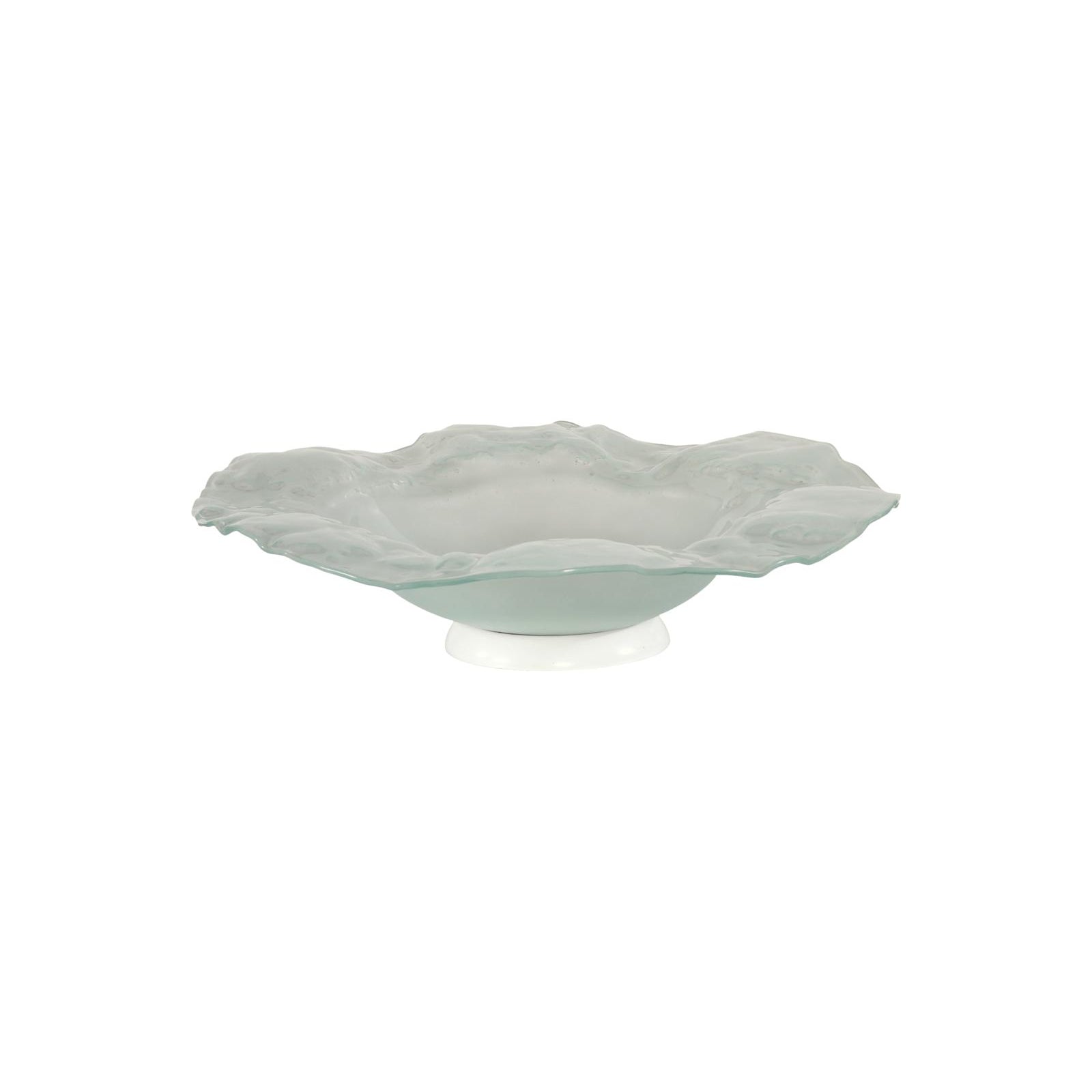 Frosted Leaning Glass Bowl with Ring Base