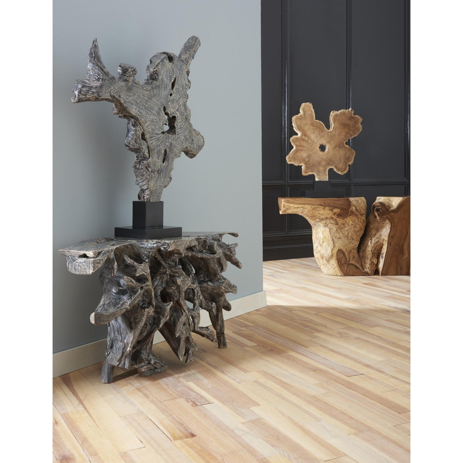 Teak Sculpture on Stand