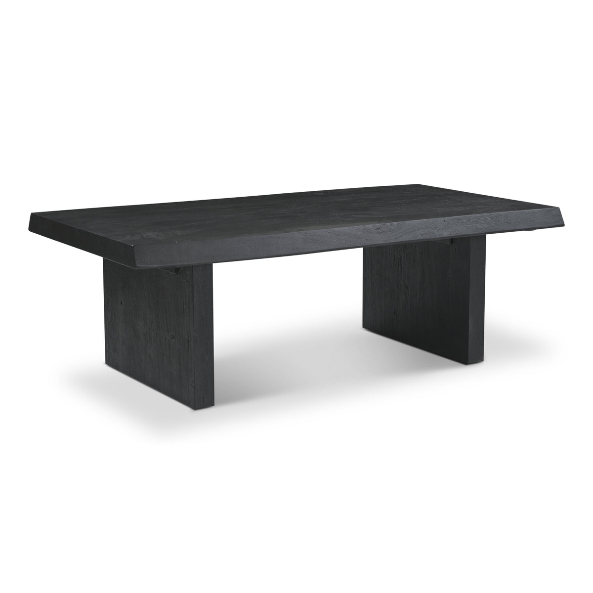 Brooks Coffee Table by Urbia — dark solid acacia table, low angled view across the top and supports