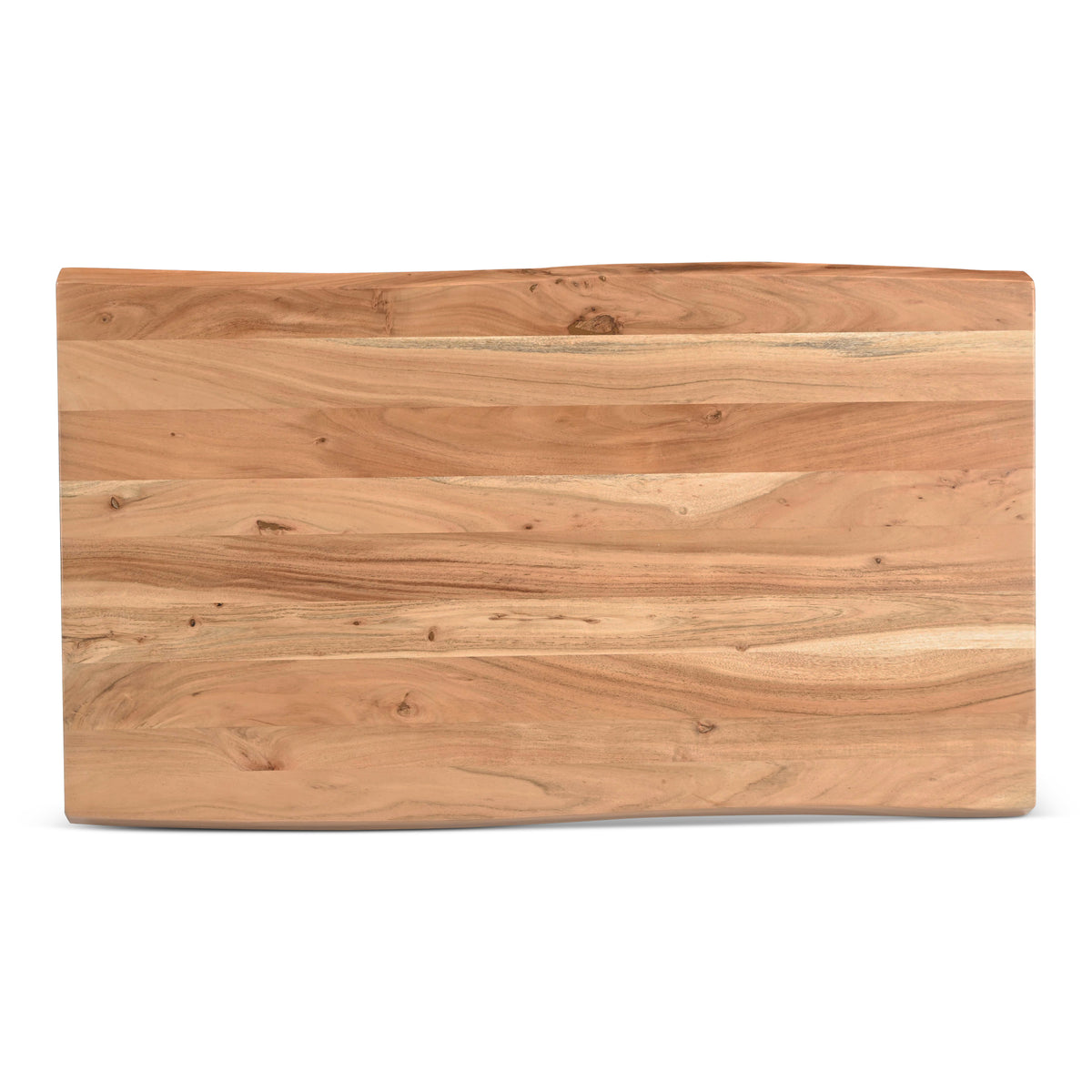 Brooks Coffee Table by Urbia — overhead view of honey-toned acacia grain, knots and live edges