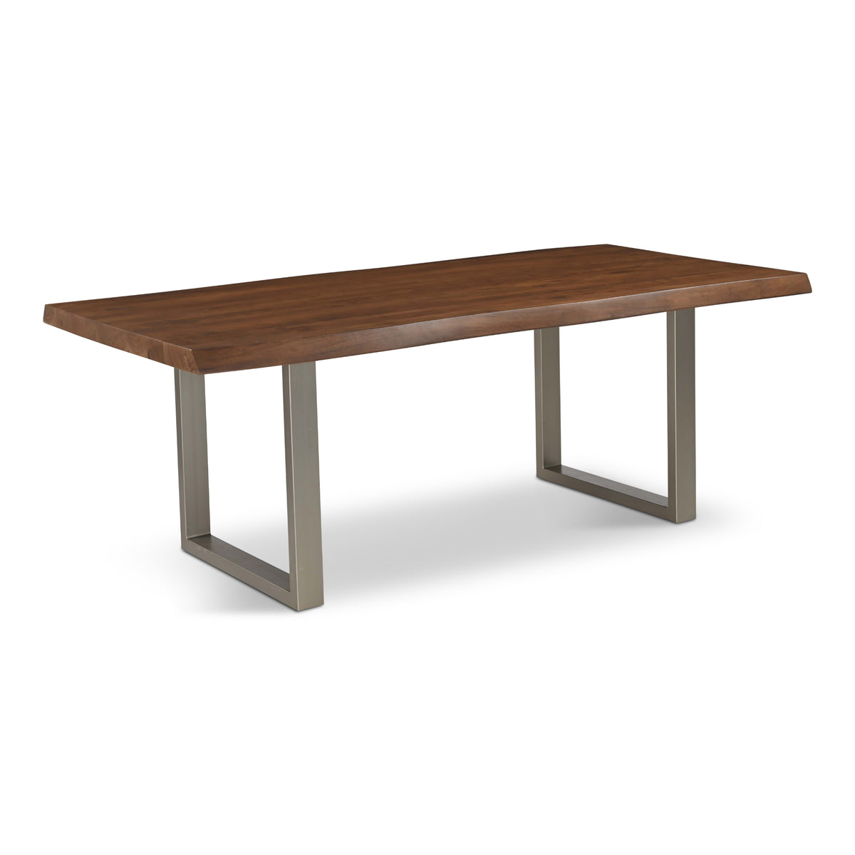 Brooks Dining Table - U Base by Urbia, 79-inch Americano color with Pewter base, three-quarter view
