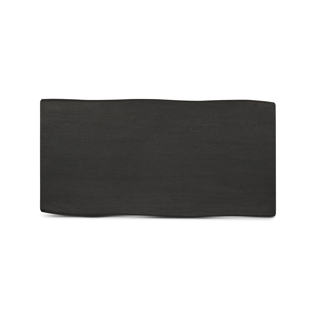 Brooks Dining Table - U Base by Urbia — overhead view of the near-black surface with visible grain and organic edges