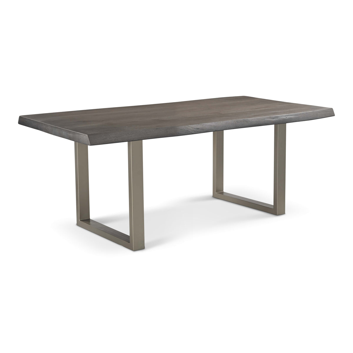 Brooks Dining Table - U Base by Urbia, 79-inch Sandblasted Grey color with Pewter base, three-quarter view