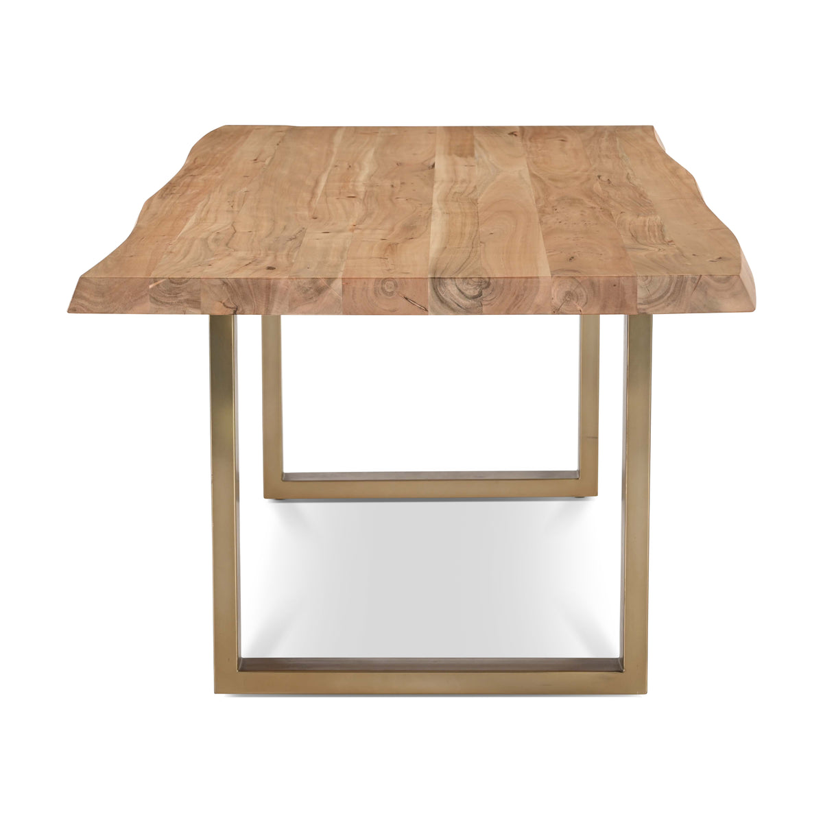Brooks Dining Table - U Base by Urbia — end view of the warm natural tabletop and rectangular warm-toned U frame