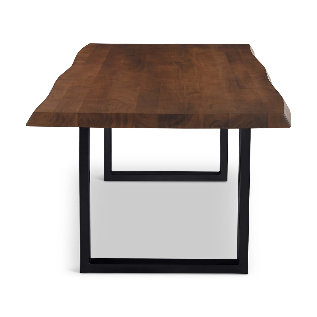 Brooks Dining Table - U Base by Urbia — end view emphasizing the warm brown top and rectangular U frame