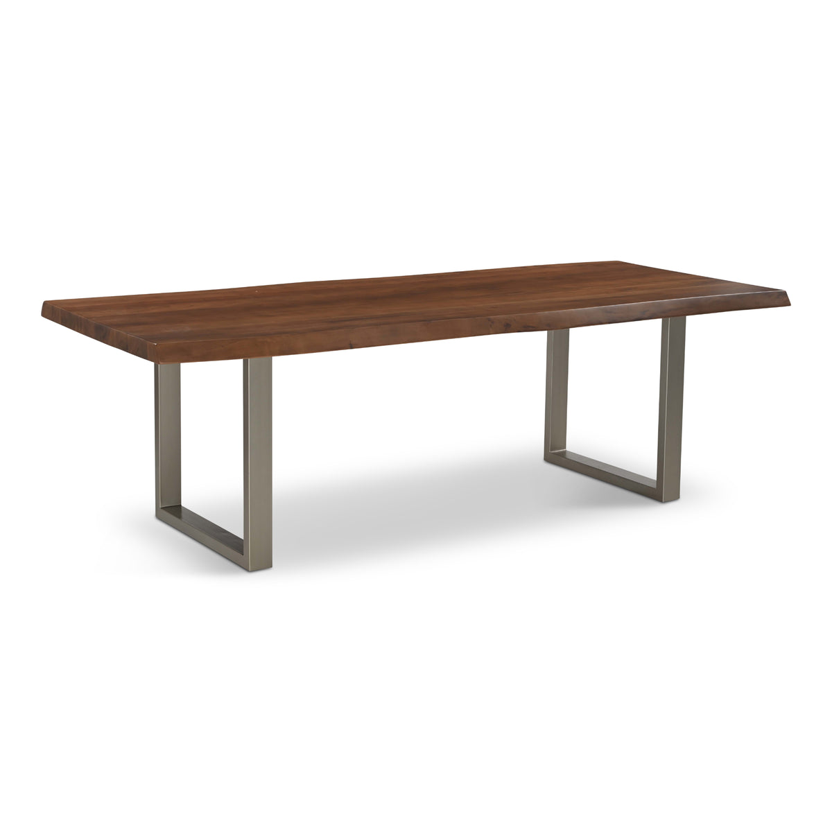 Brooks Dining Table - U Base by Urbia, 92-inch Americano color with Pewter base, three-quarter view