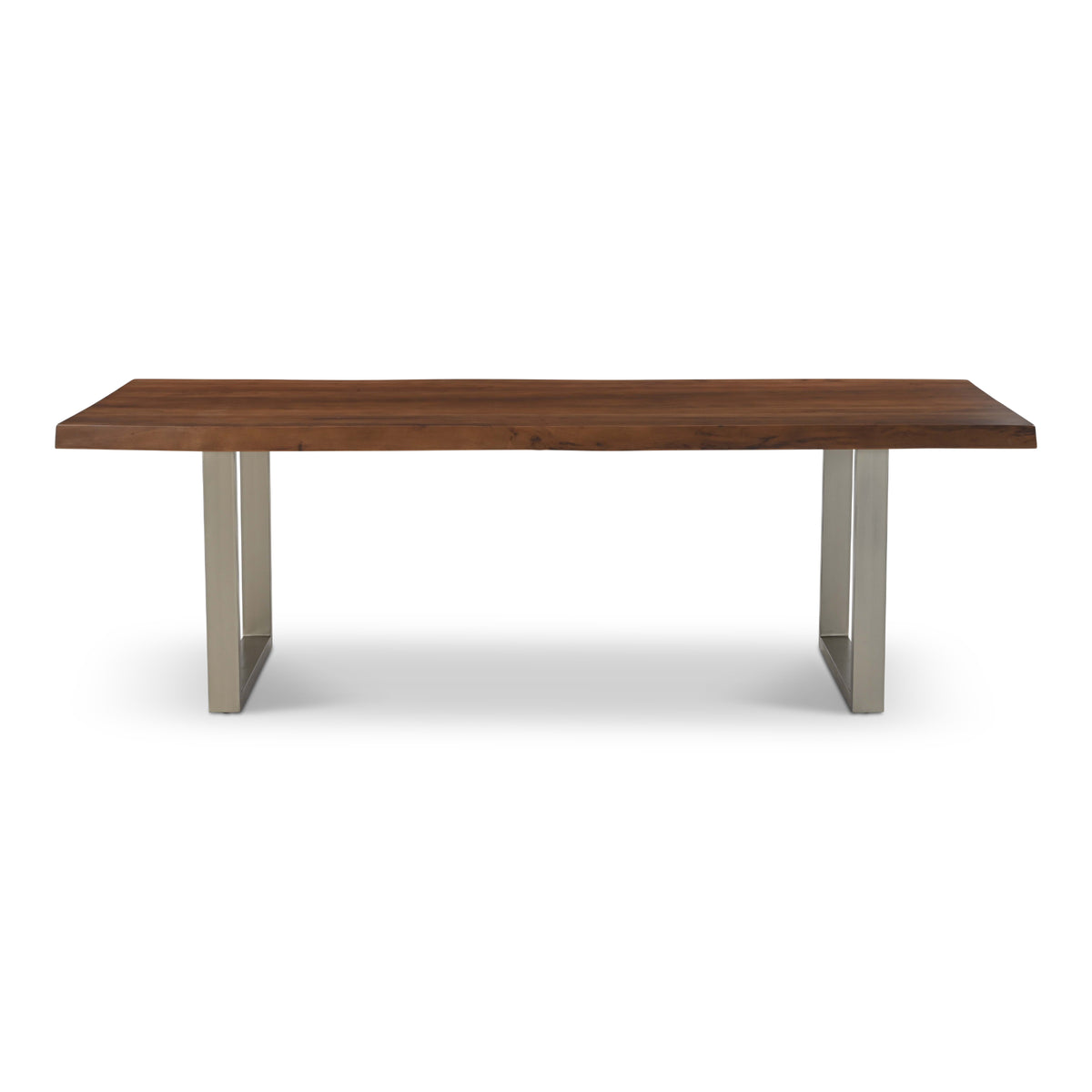 Brooks Dining Table - U Base by Urbia — wide side profile with a warm brown top and paired light U-shaped supports