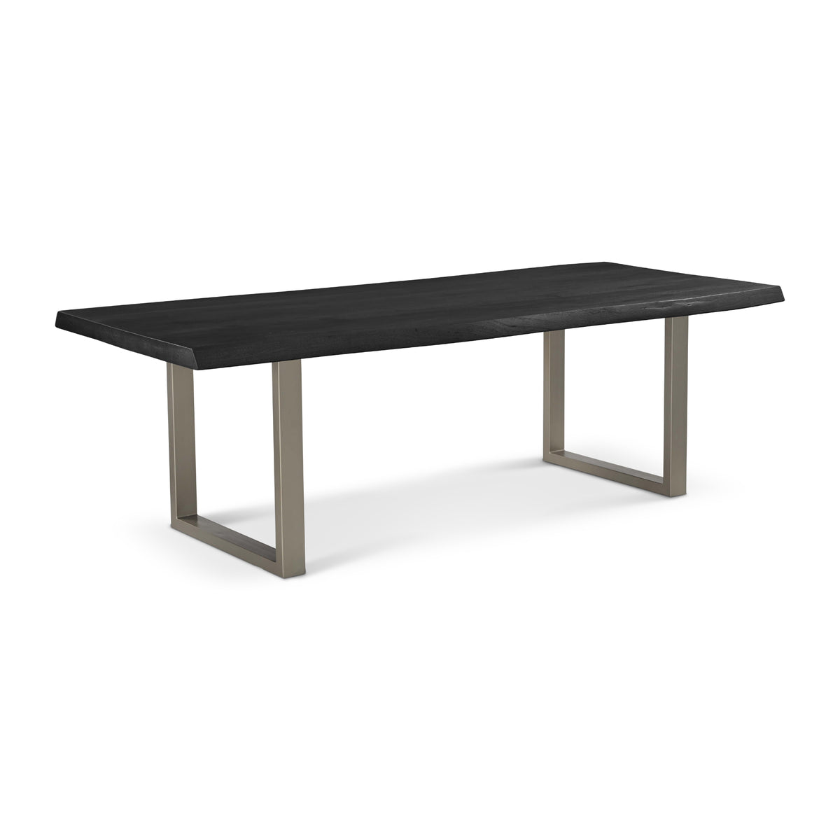 Brooks Dining Table - U Base by Urbia, 92-inch Ebonized color with Pewter base, three-quarter view