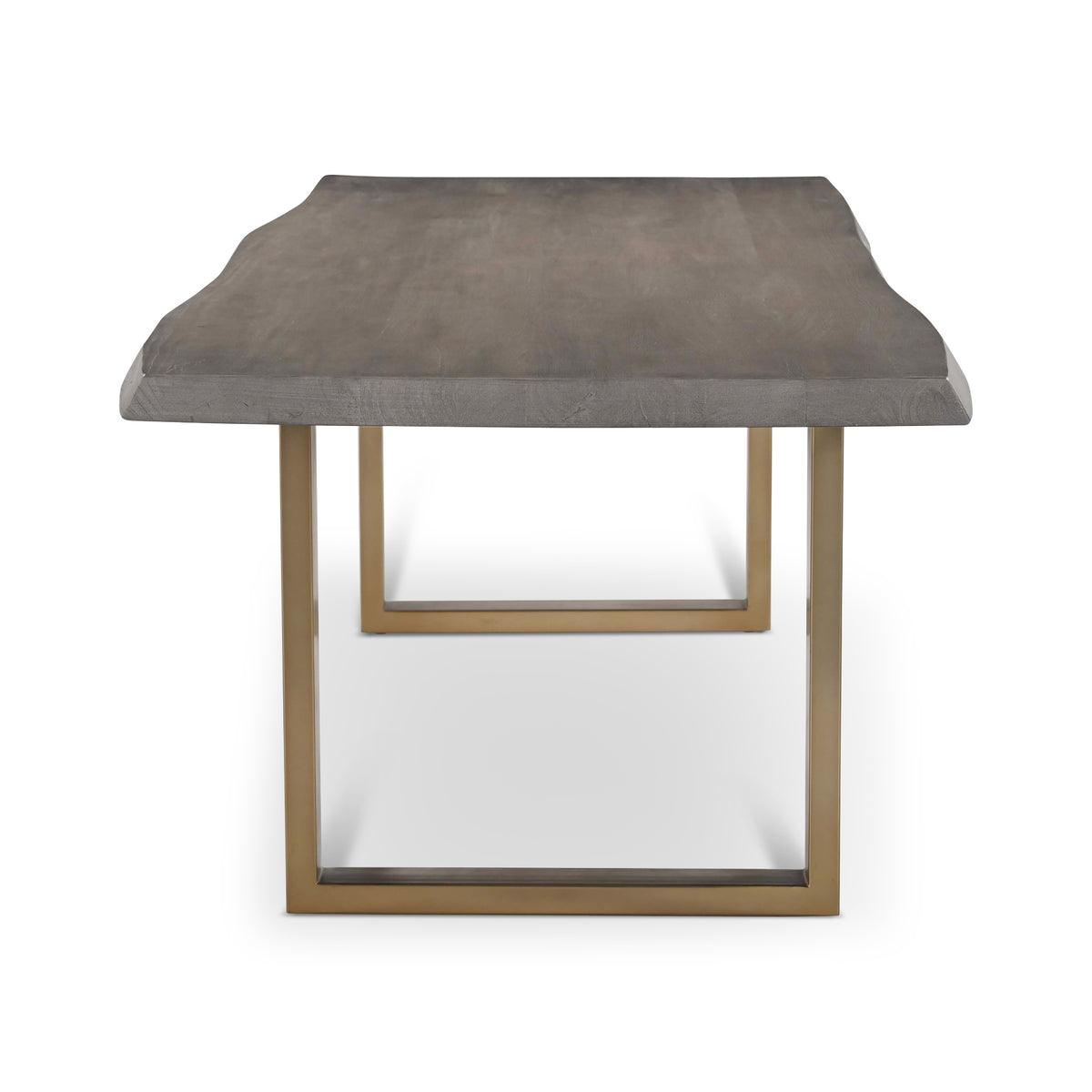 Brooks Dining Table - U Base by Urbia — centered end view highlighting the dark gray top and warm-toned U frame