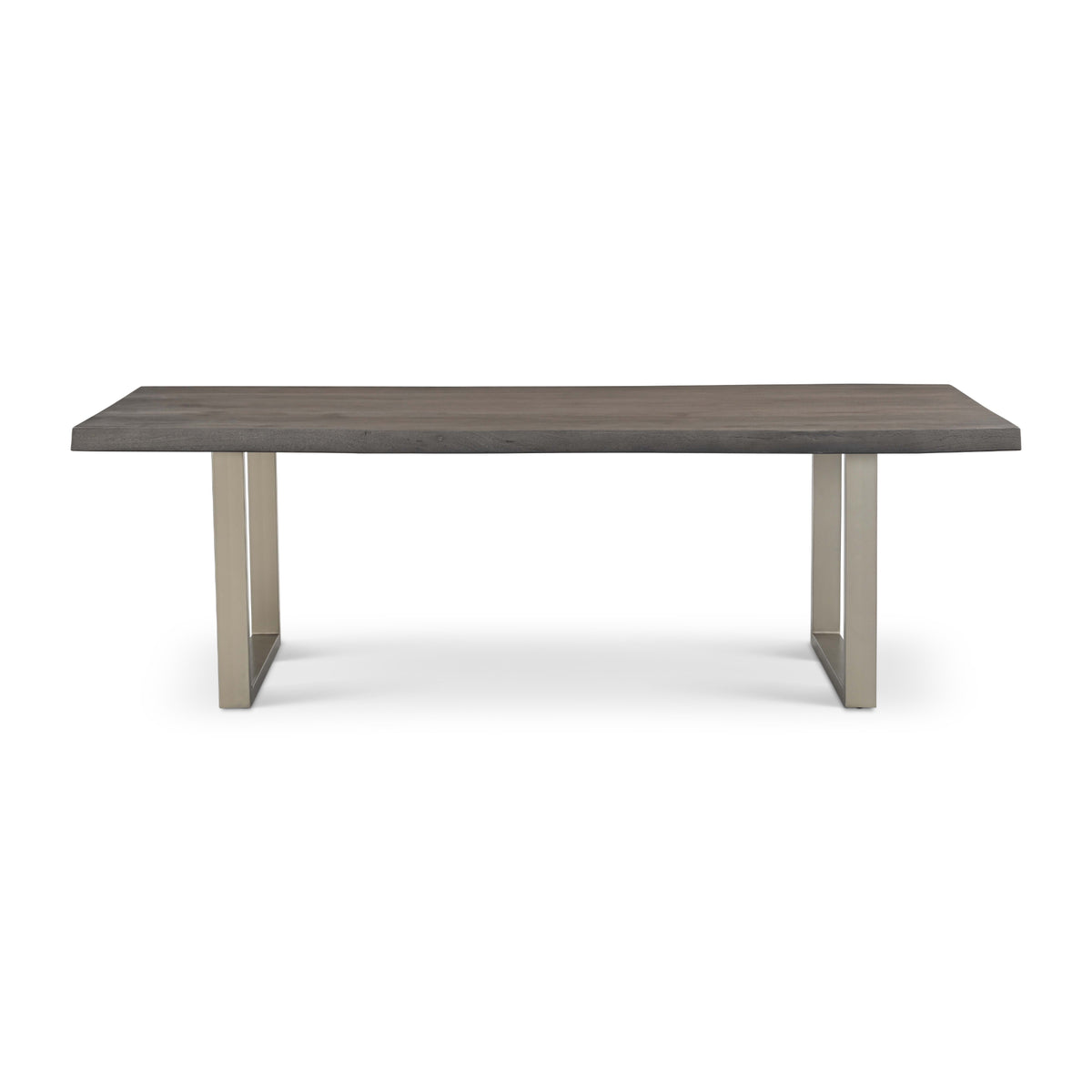 Brooks Dining Table - U Base by Urbia — straight-on side profile with dark tabletop and paired light metal supports