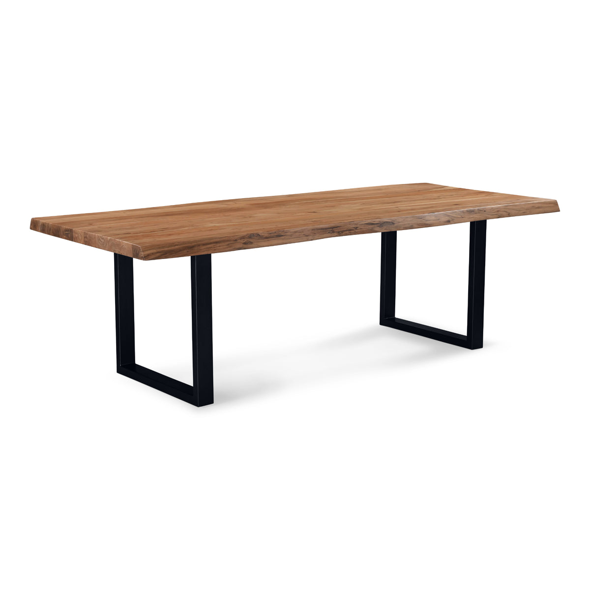 Brooks Dining Table - U Base by Urbia, 92-inch Teak color with Black base, three-quarter view