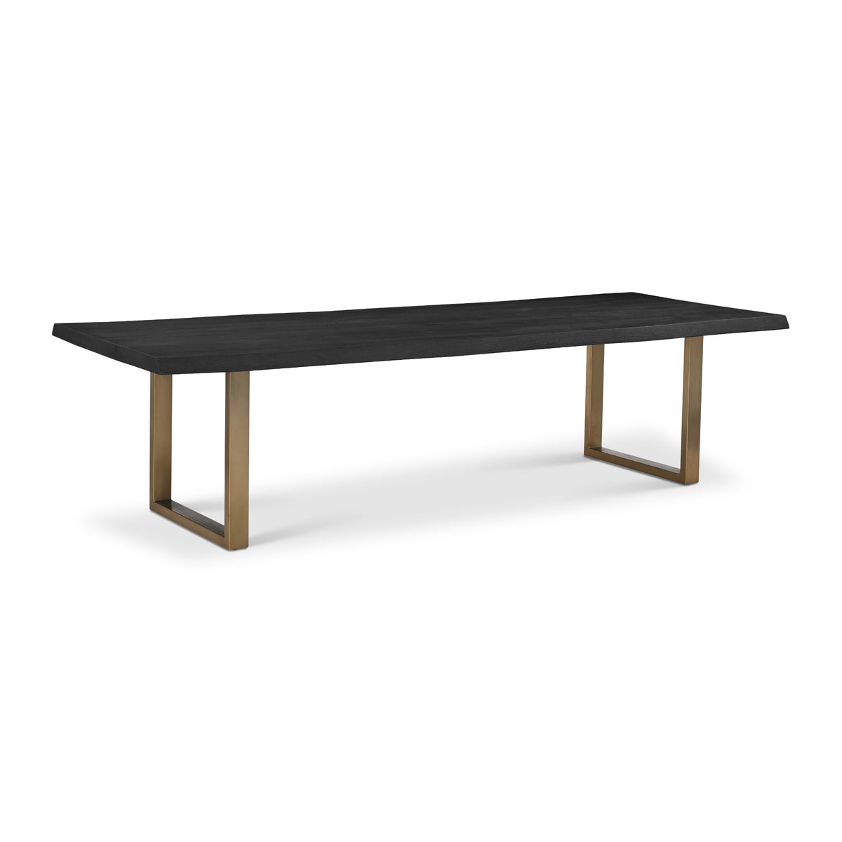 Brooks Dining Table - U Base by Urbia, 116-inch Ebonized color with Brass base, three-quarter view