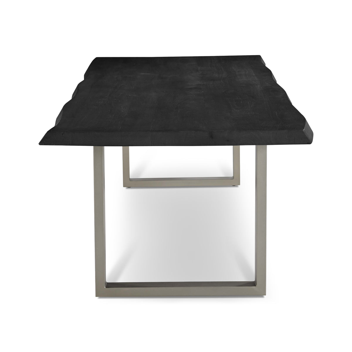 Brooks Dining Table - U Base by Urbia — end-on view of the dark tabletop and rectangular light U-shaped frame