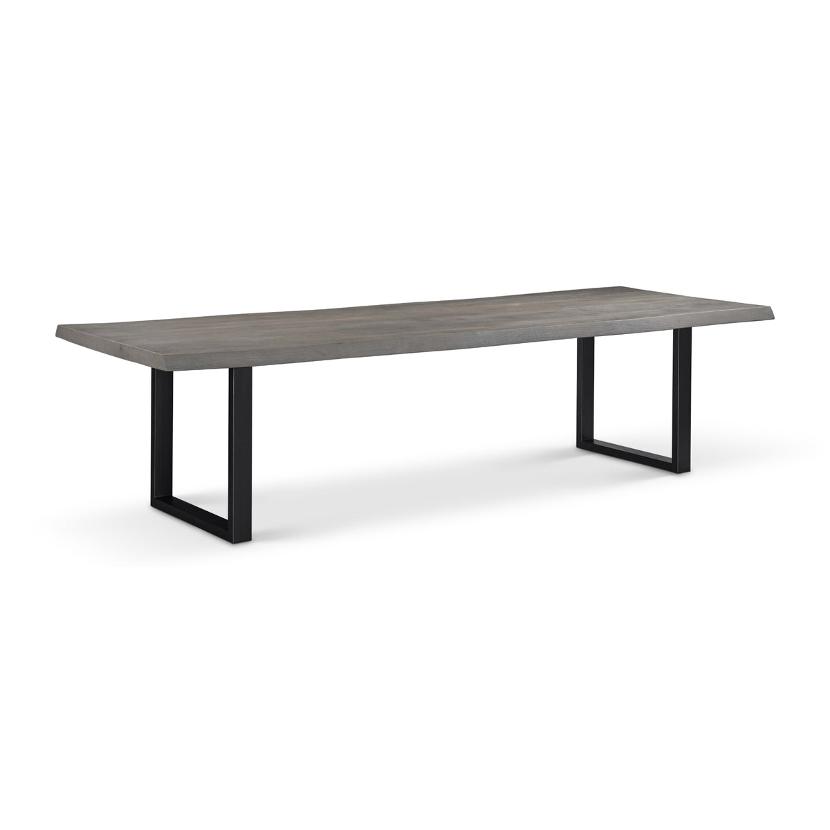 Brooks Dining Table - U Base by Urbia, 116-inch Sandblasted Grey color with Black base, three-quarter view