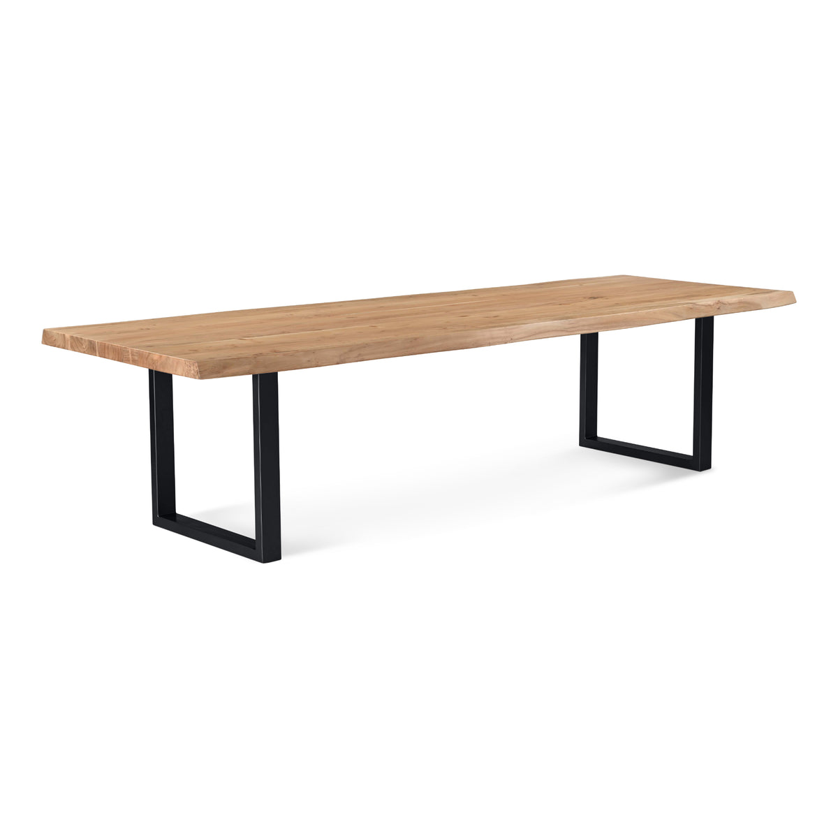 Brooks Dining Table - U Base by Urbia, 116-inch Teak color with Black base, three-quarter view