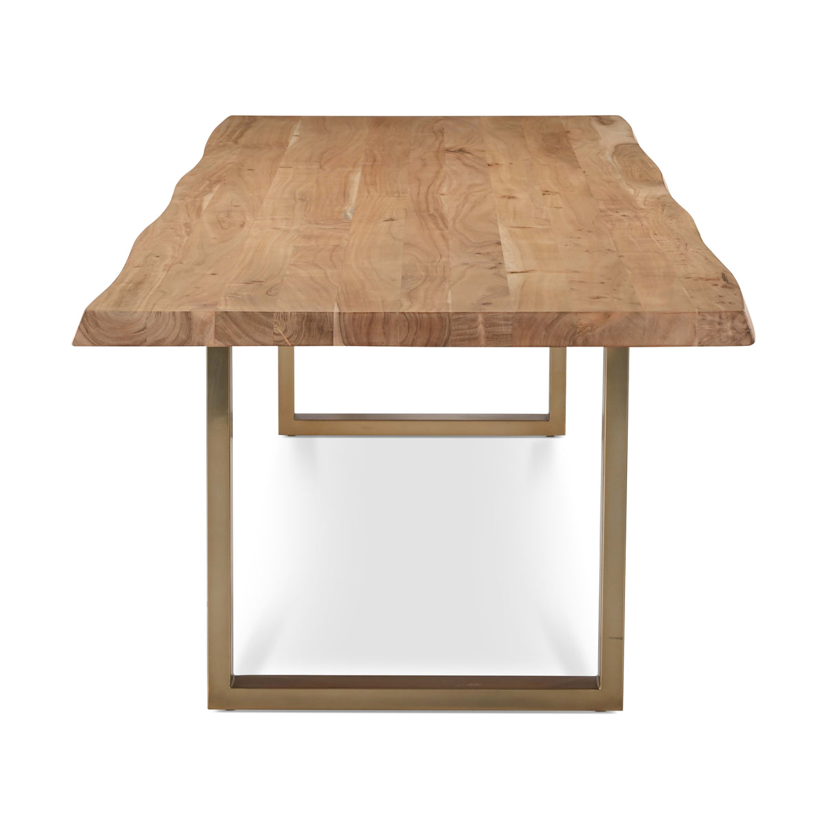 Brooks Dining Table - U Base by Urbia — end-on view highlighting the warm acacia top and rectangular U-shaped frame