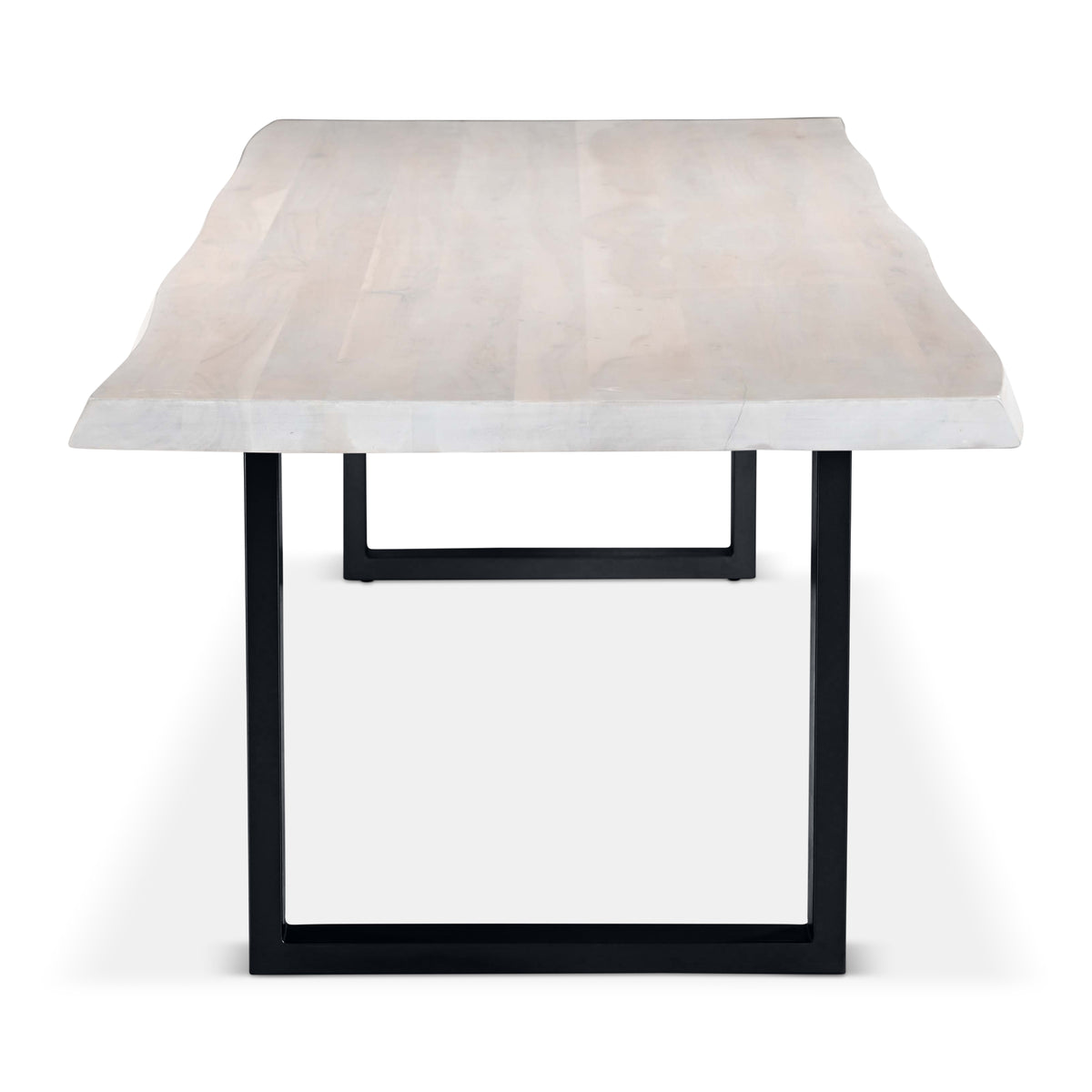 Brooks Dining Table - U Base by Urbia — end-on view emphasizing the pale top and black rectangular frame